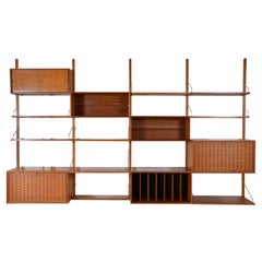 Poul Cadovius Modular Teak 4-Bay Danish Royal System Wall Unit Shelving Bar 60s