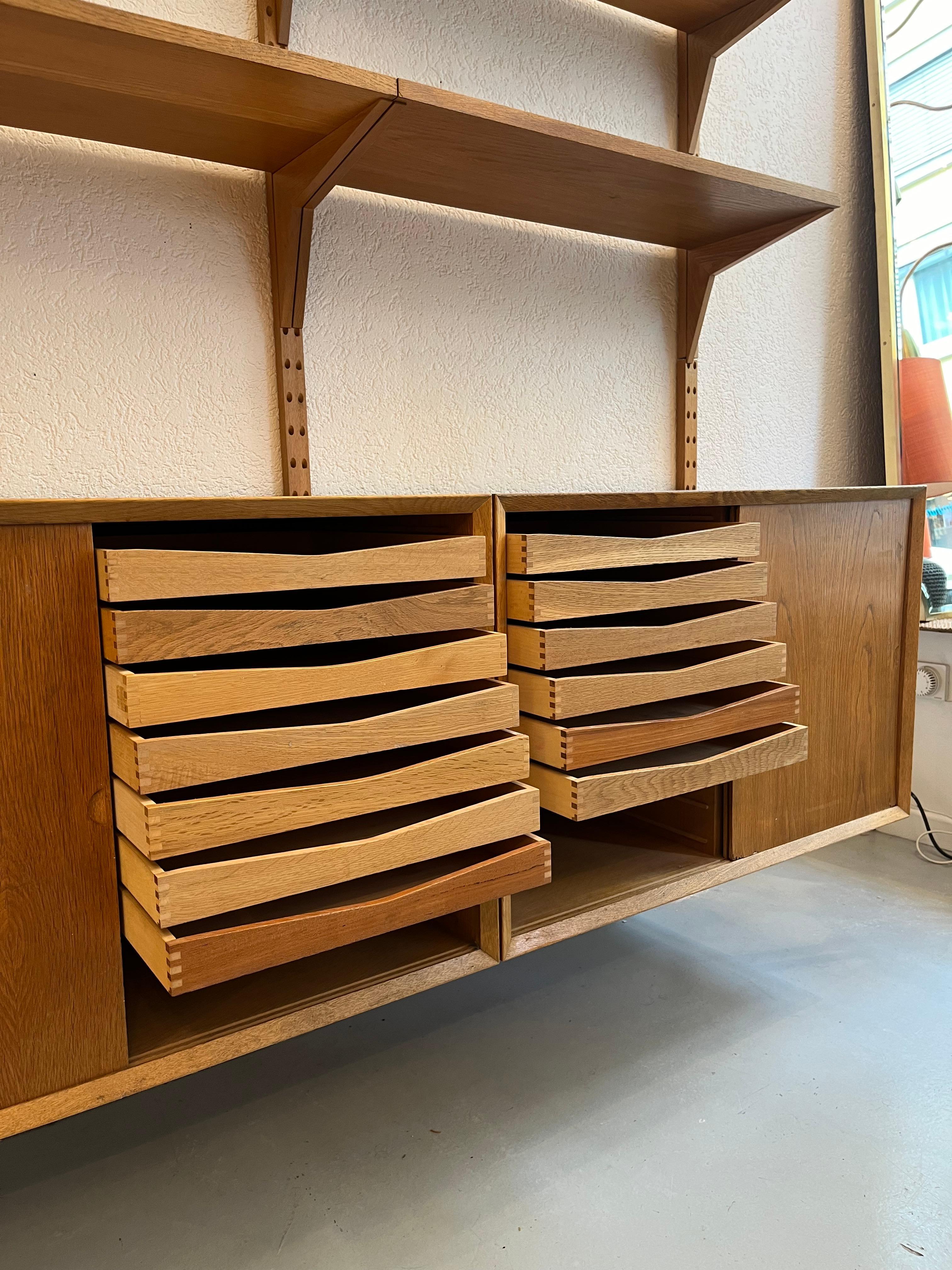 Poul Cadovius Oak Modular Shelf Royal System Wall Unit Denmark ca. 1960 For Sale 6