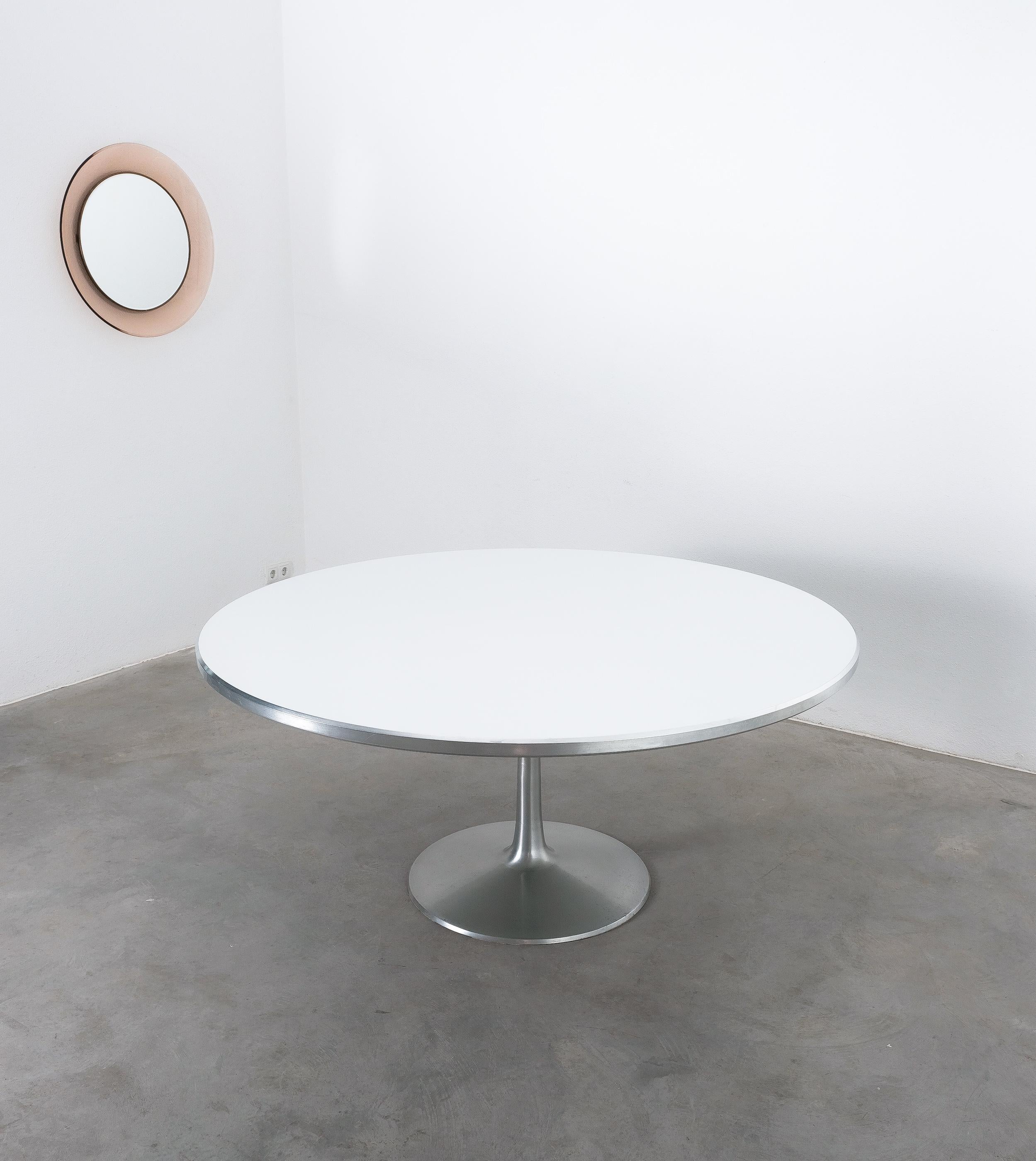 Danish Poul Cadovius Pedestal Dining Table Largest Version Aluminum, Mid Century 