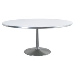 Table à manger à piédestal Poul Cadovius, version la plus grande en aluminium, milieu du siècle dernier 