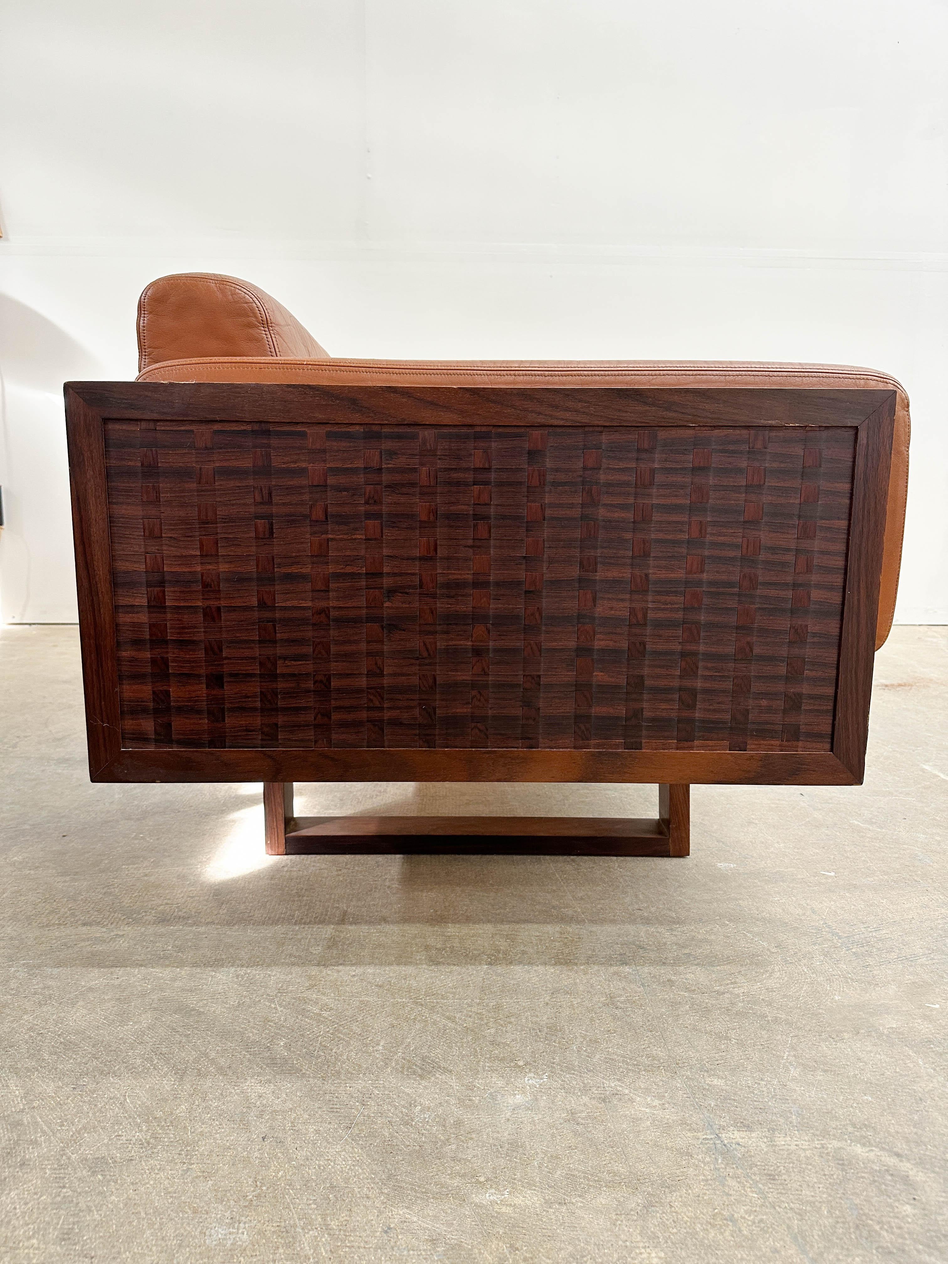 Poul Cadovius Sofa aus Rosenholz und Leder im Angebot 6