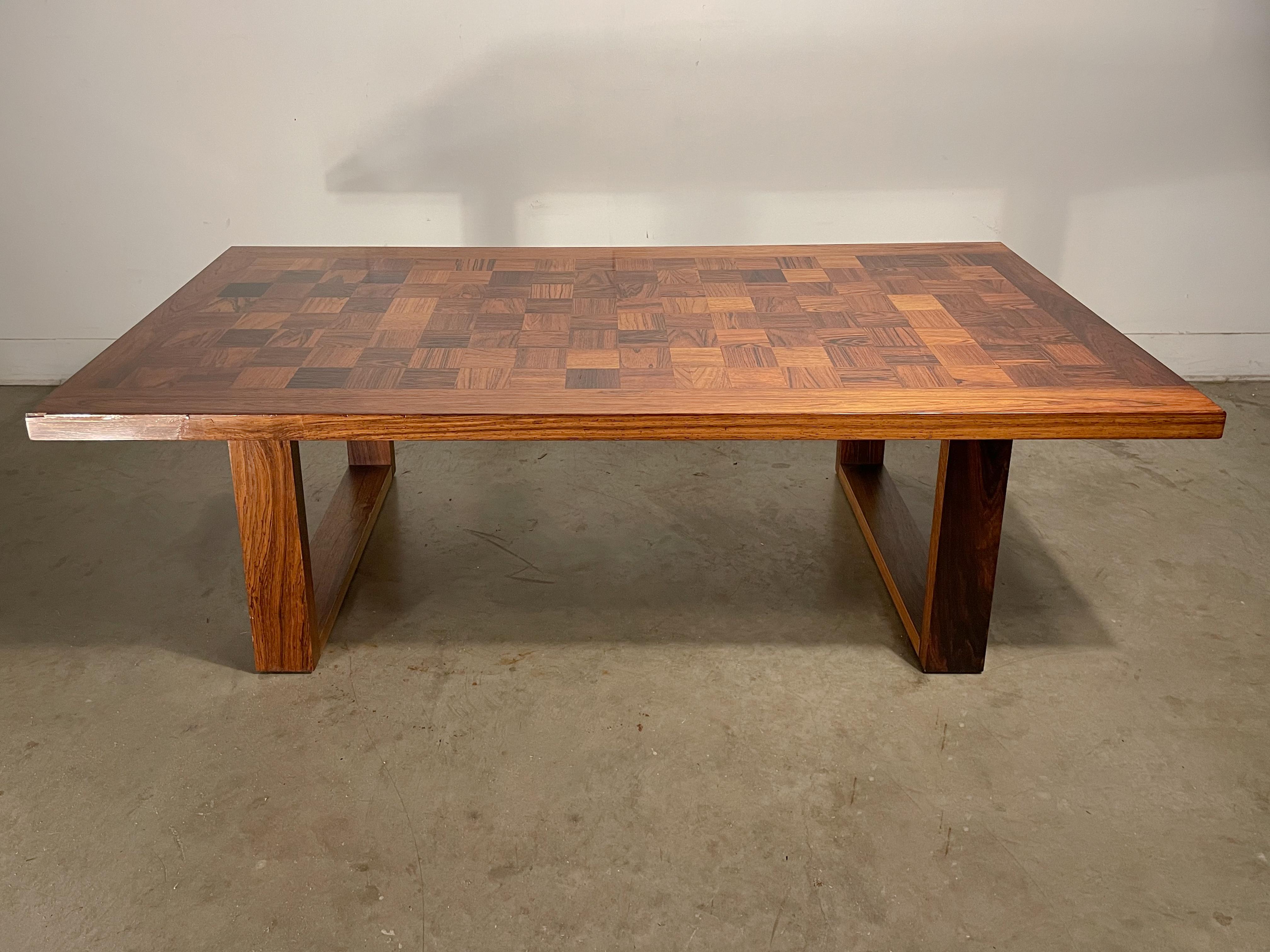 checkered wood coffee table