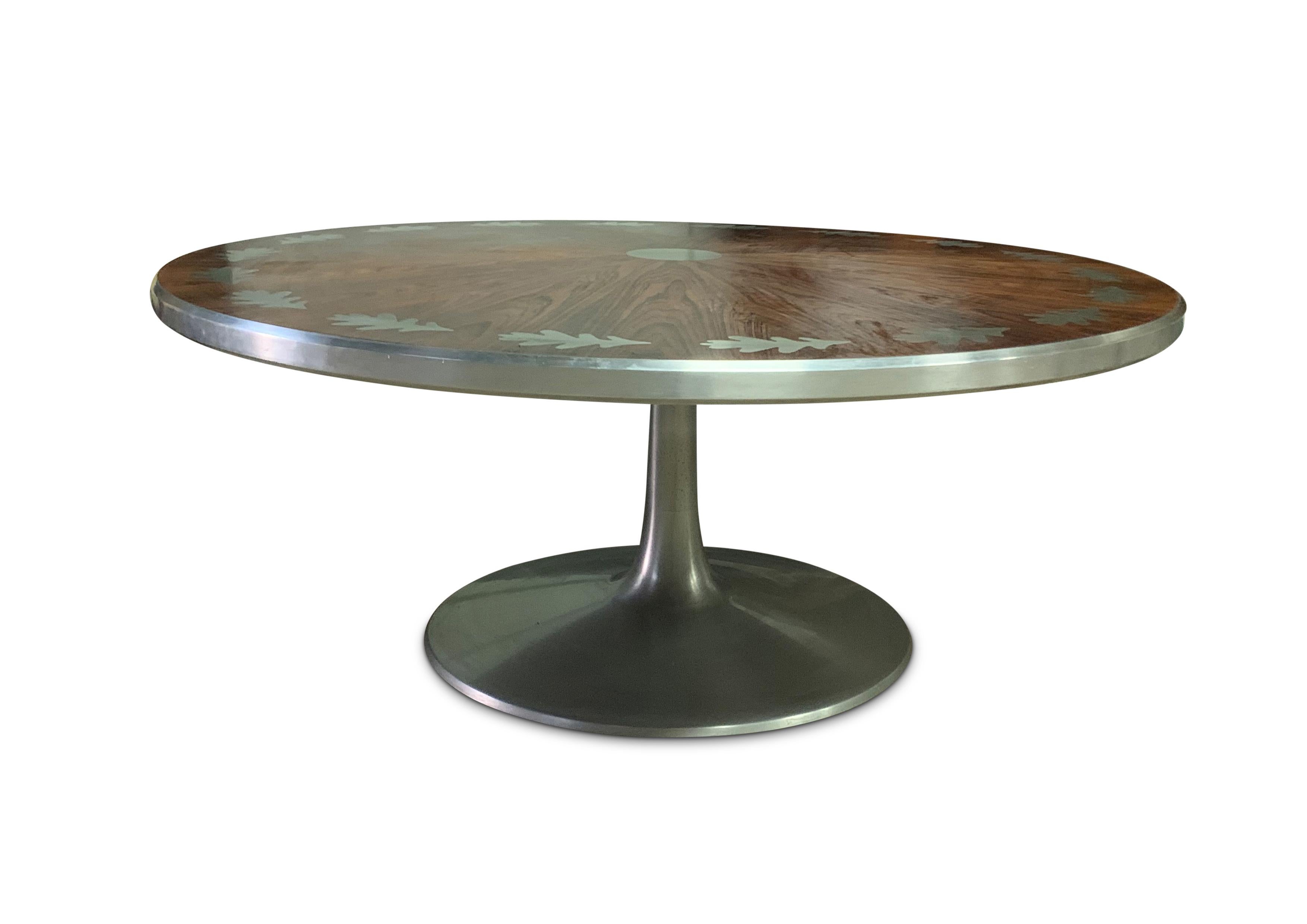 Inlay Poul Cadovius Rosewood Coffee Table Designed For France & Son Circular 1960s For Sale
