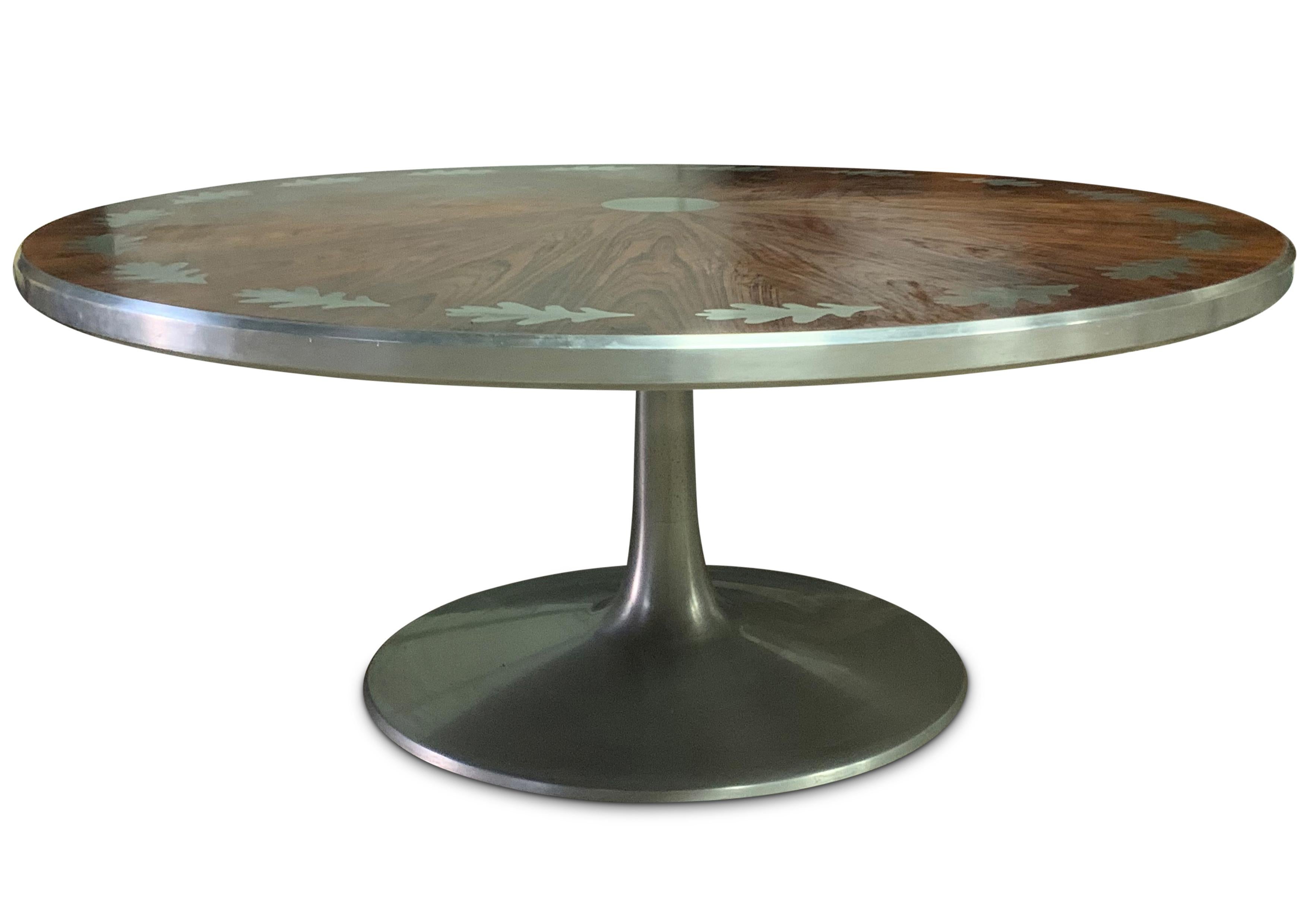Intarsio Poul Cadovius Tavolino in legno di palissandro disegnato per France & Son Circolare Anni '60 in vendita