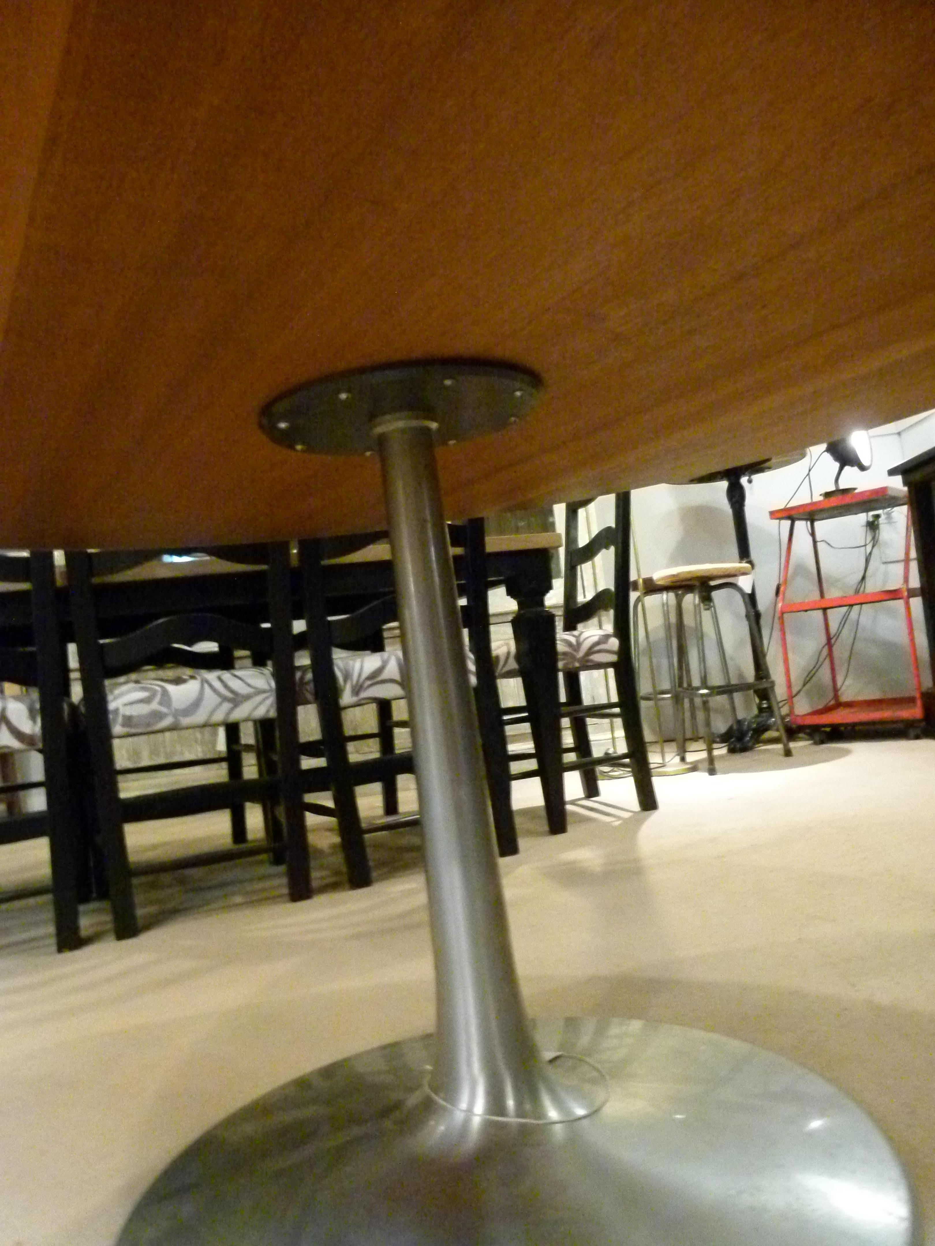 Aluminum Poul Cadovius Rosewood Dinning Table with Aluminium Pedestal Base