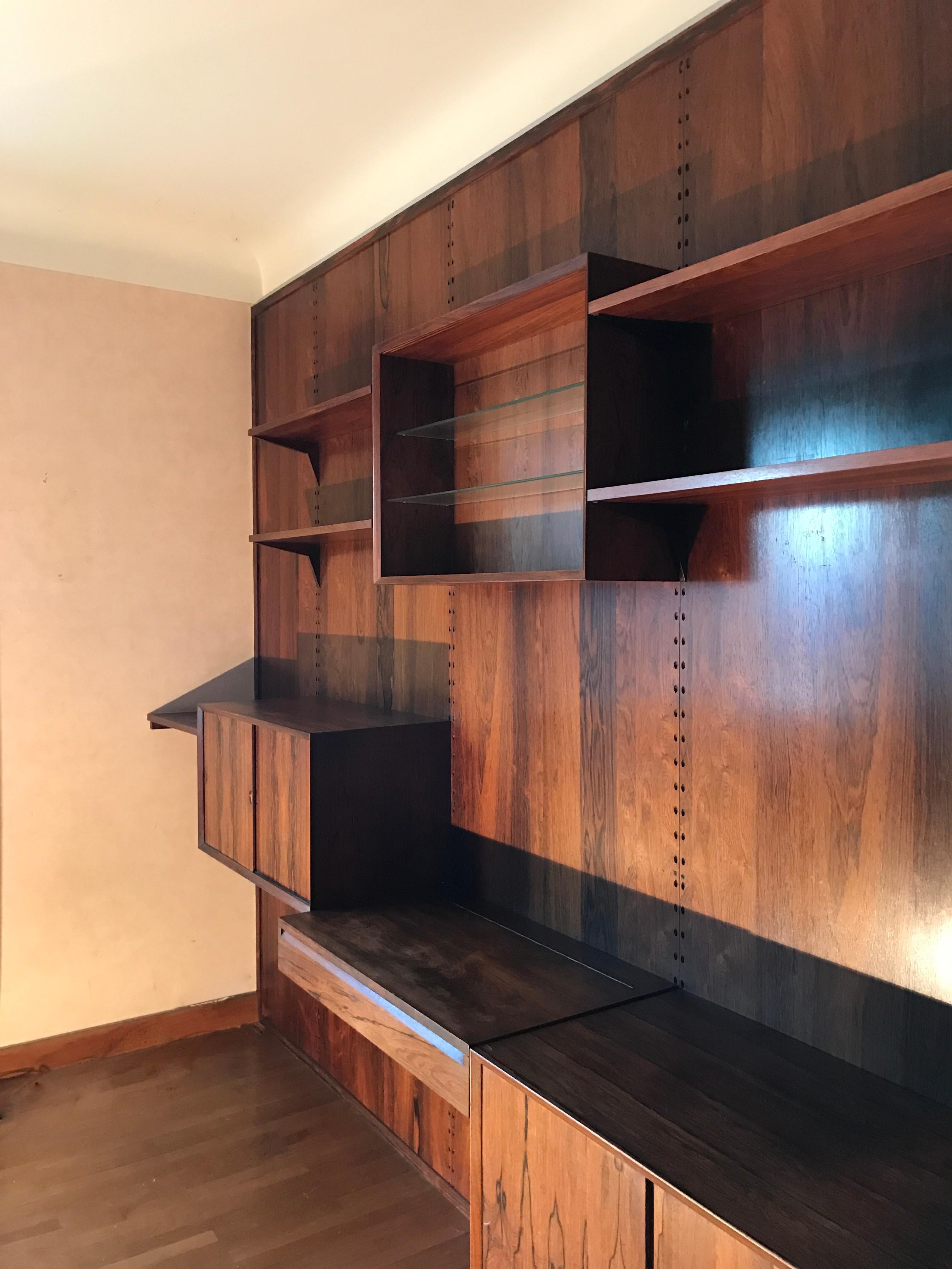 Mid-Century Modern Poul Cadovius Rosewood Wall Unit Shelving System