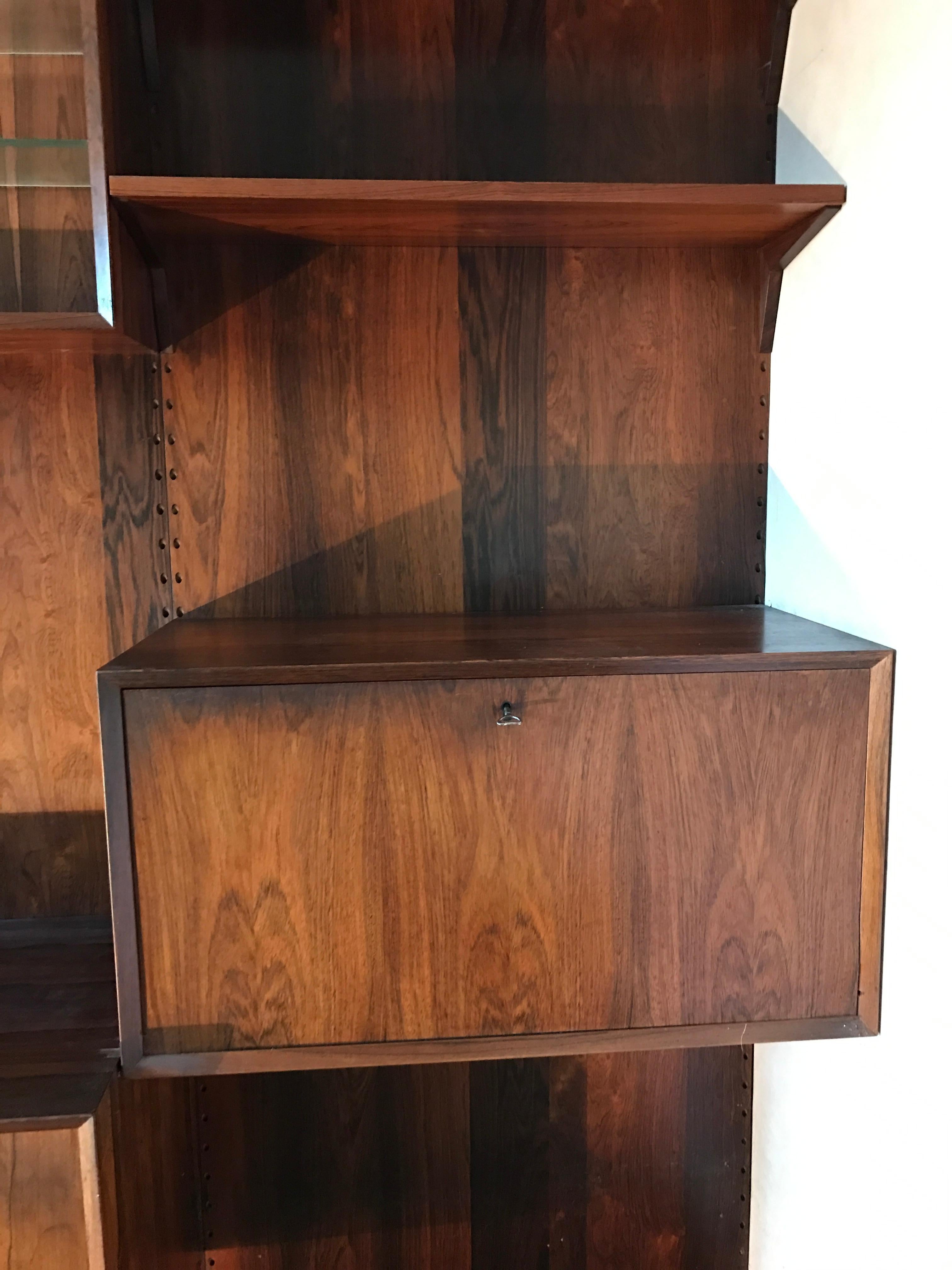 Danish Poul Cadovius Rosewood Wall Unit Shelving System