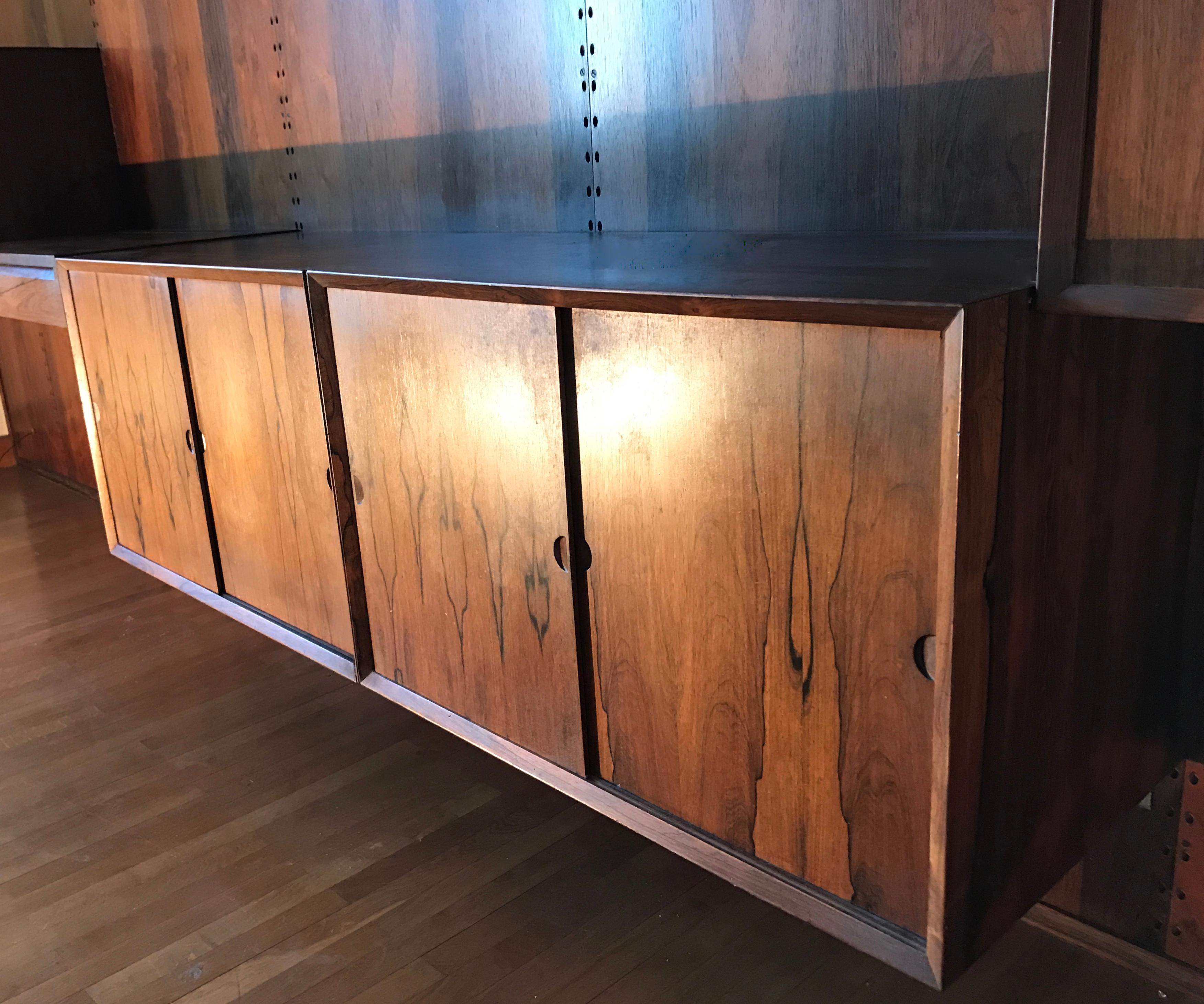 Poul Cadovius Rosewood Wall Unit Shelving System In Good Condition In Grenoble, FR