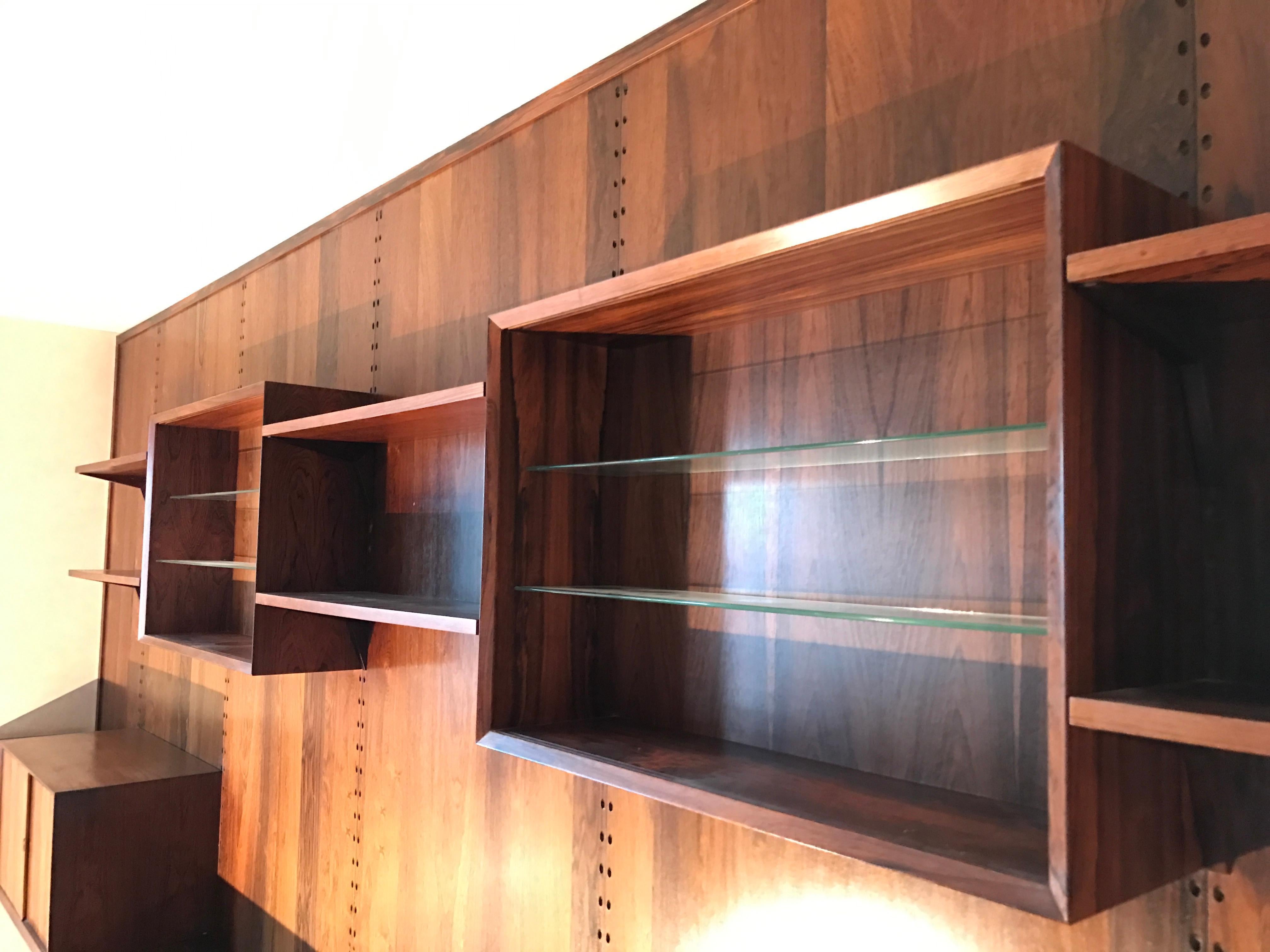 Mid-20th Century Poul Cadovius Rosewood Wall Unit Shelving System