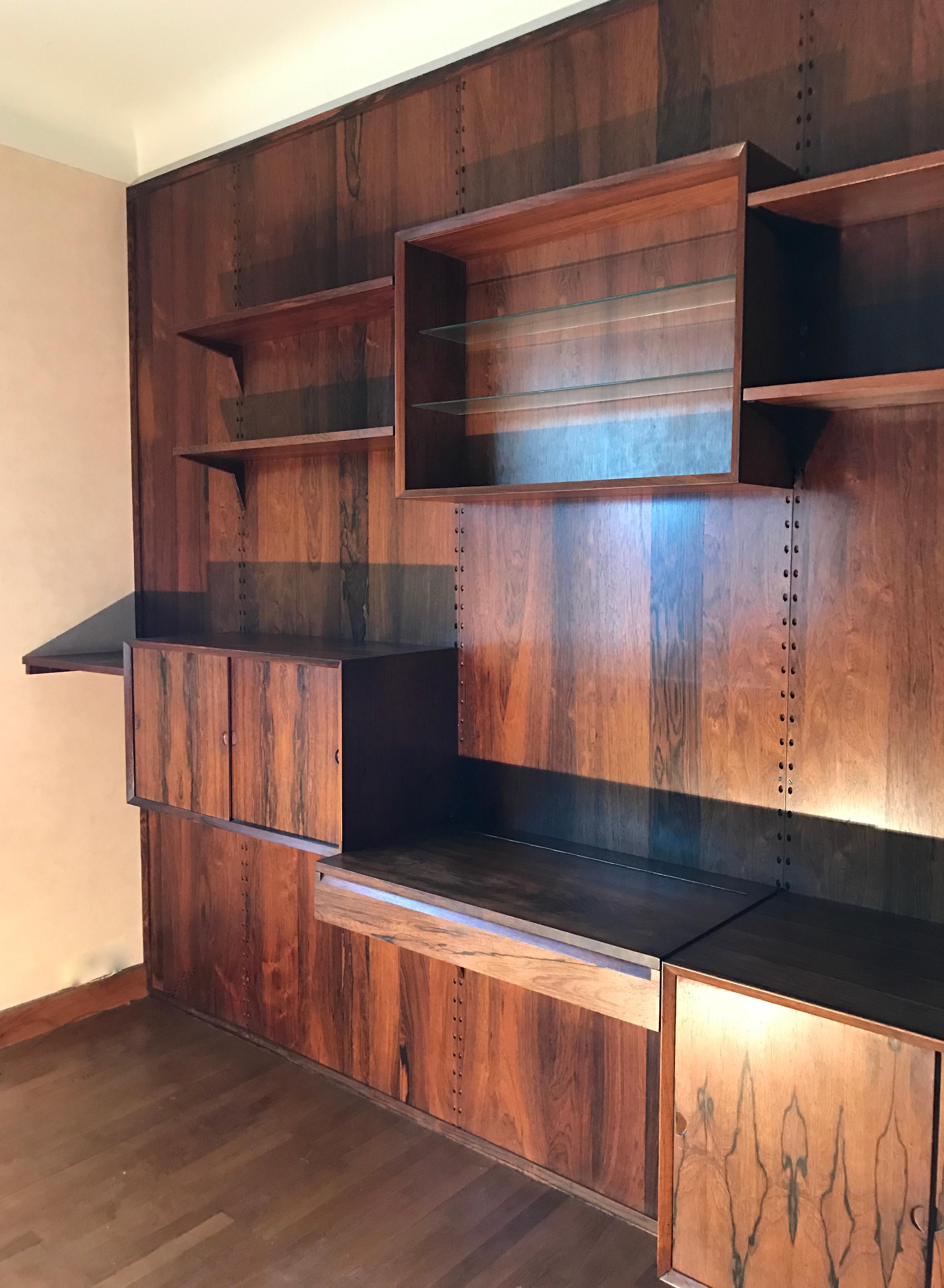 Poul Cadovius Rosewood Wall Unit Shelving System 1