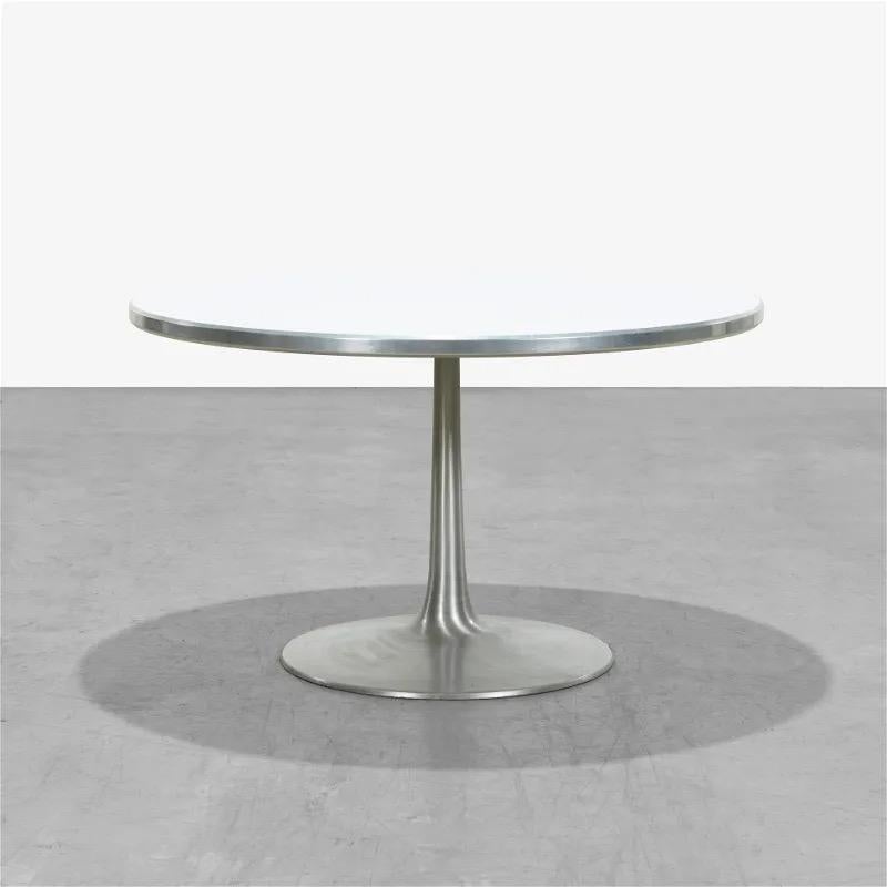 Danish Poul Cadovius Round Dining Table Aluminum & Melamine For Sale
