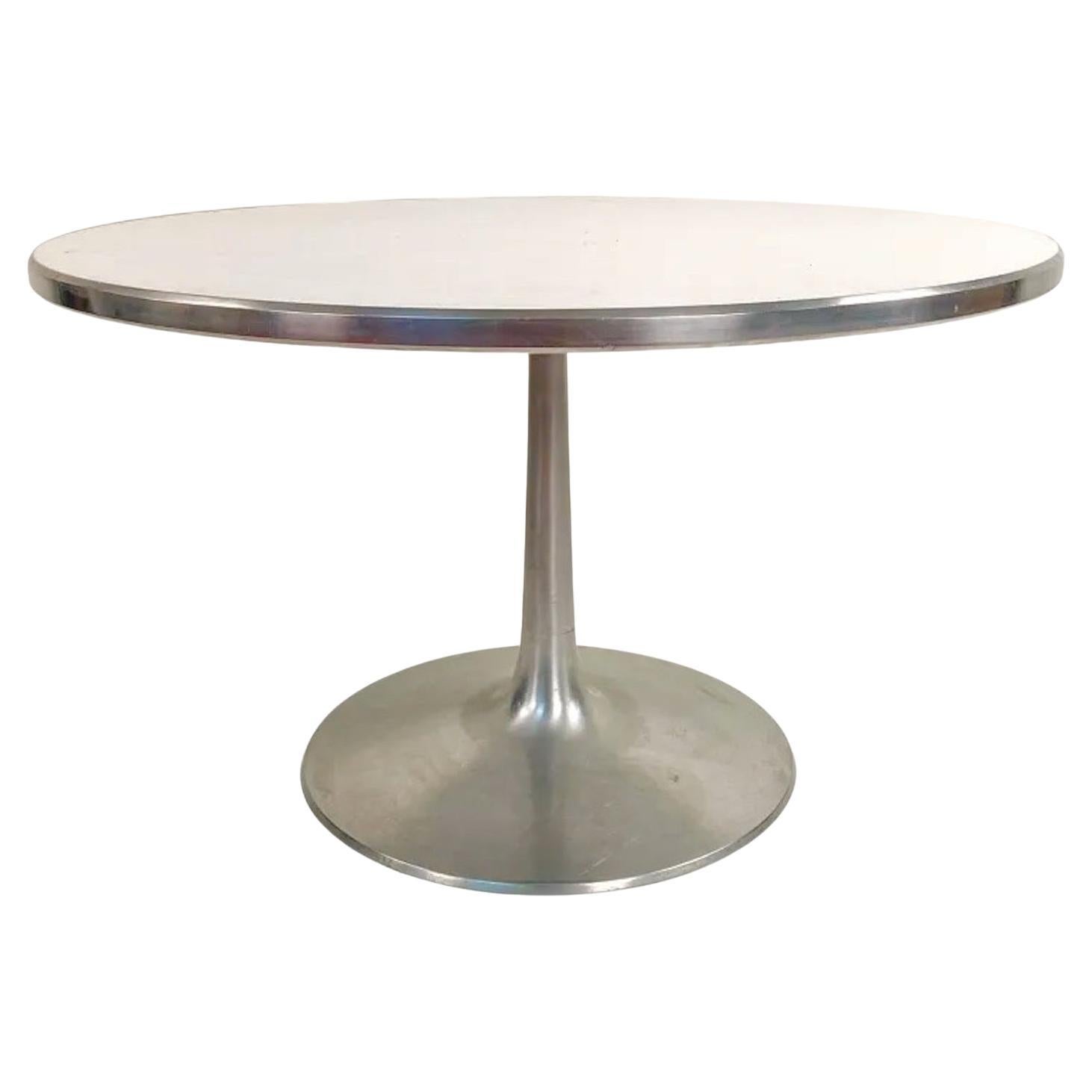 Poul Cadovius Round Dining Table Aluminum & Melamine For Sale