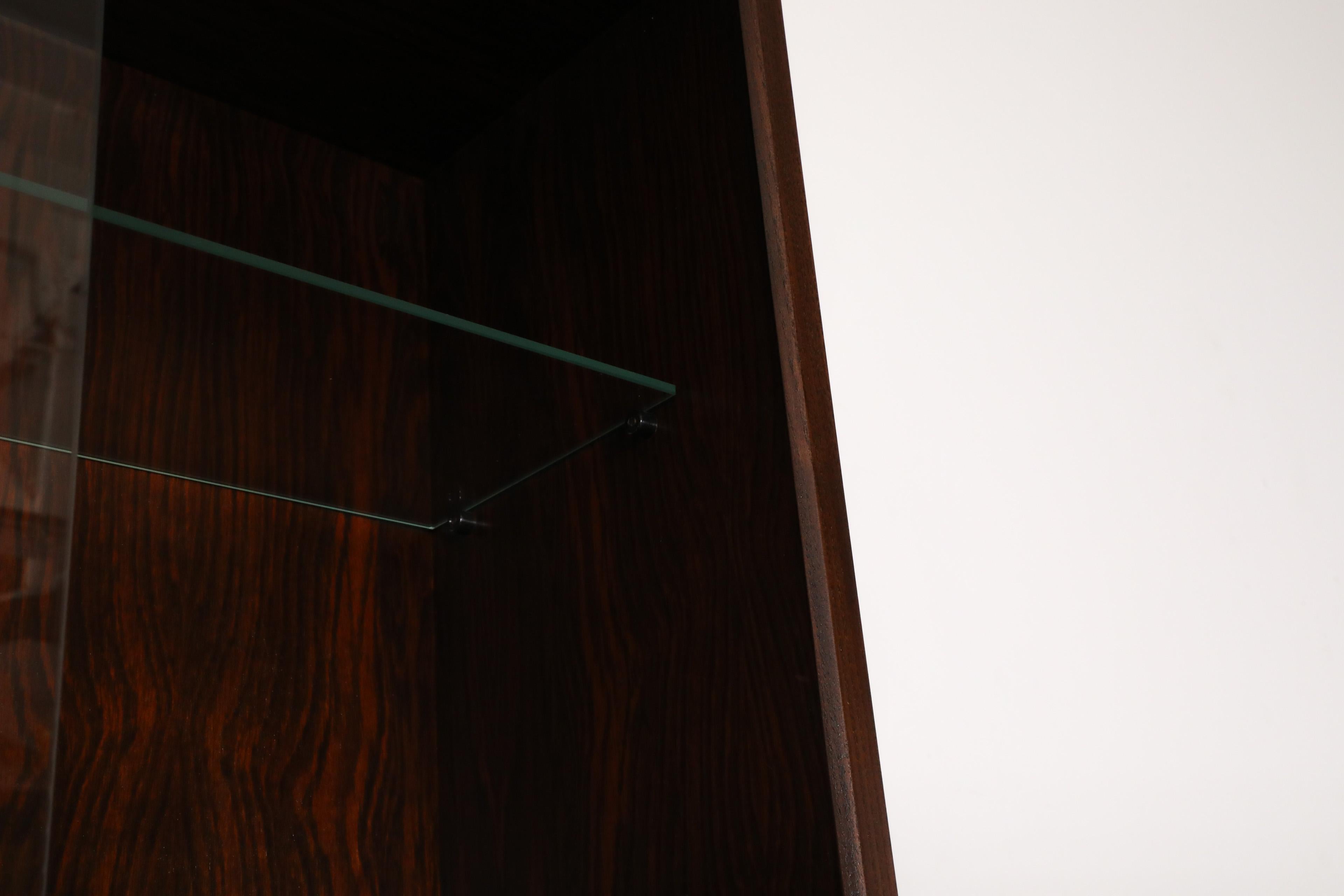 Poul Cadovius Royal Rosewood Wall Mount Sliding Glass Front Cabinet and Shelving 5