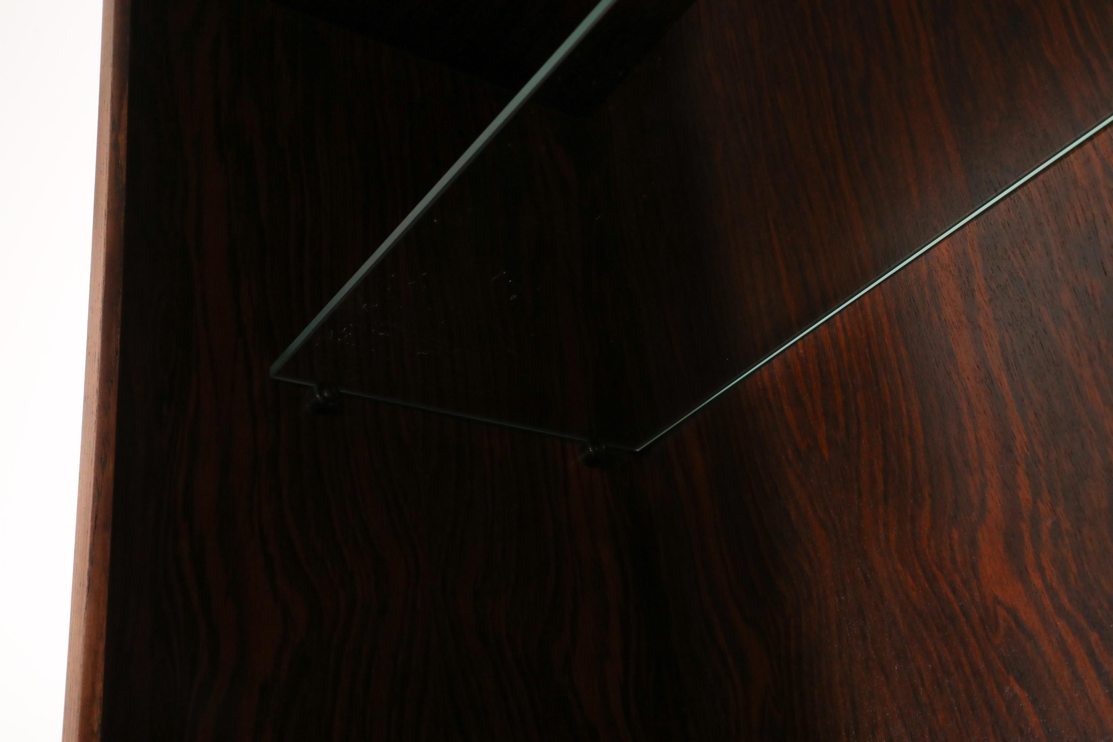 Poul Cadovius Royal Rosewood Wall Mount Sliding Glass Front Cabinet and Shelving 6