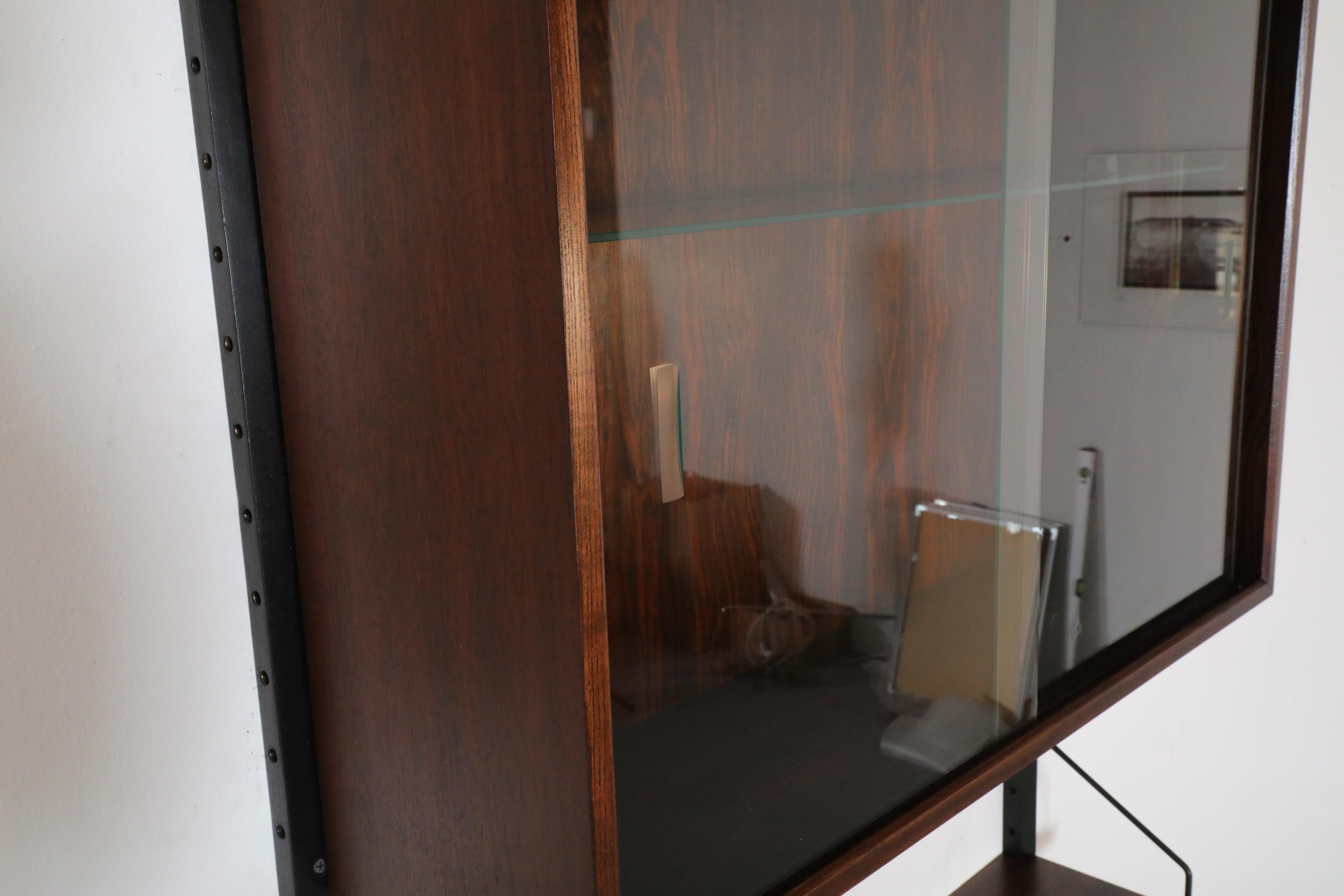 Poul Cadovius Royal Rosewood Wall Mount Sliding Glass Front Cabinet and Shelving 8