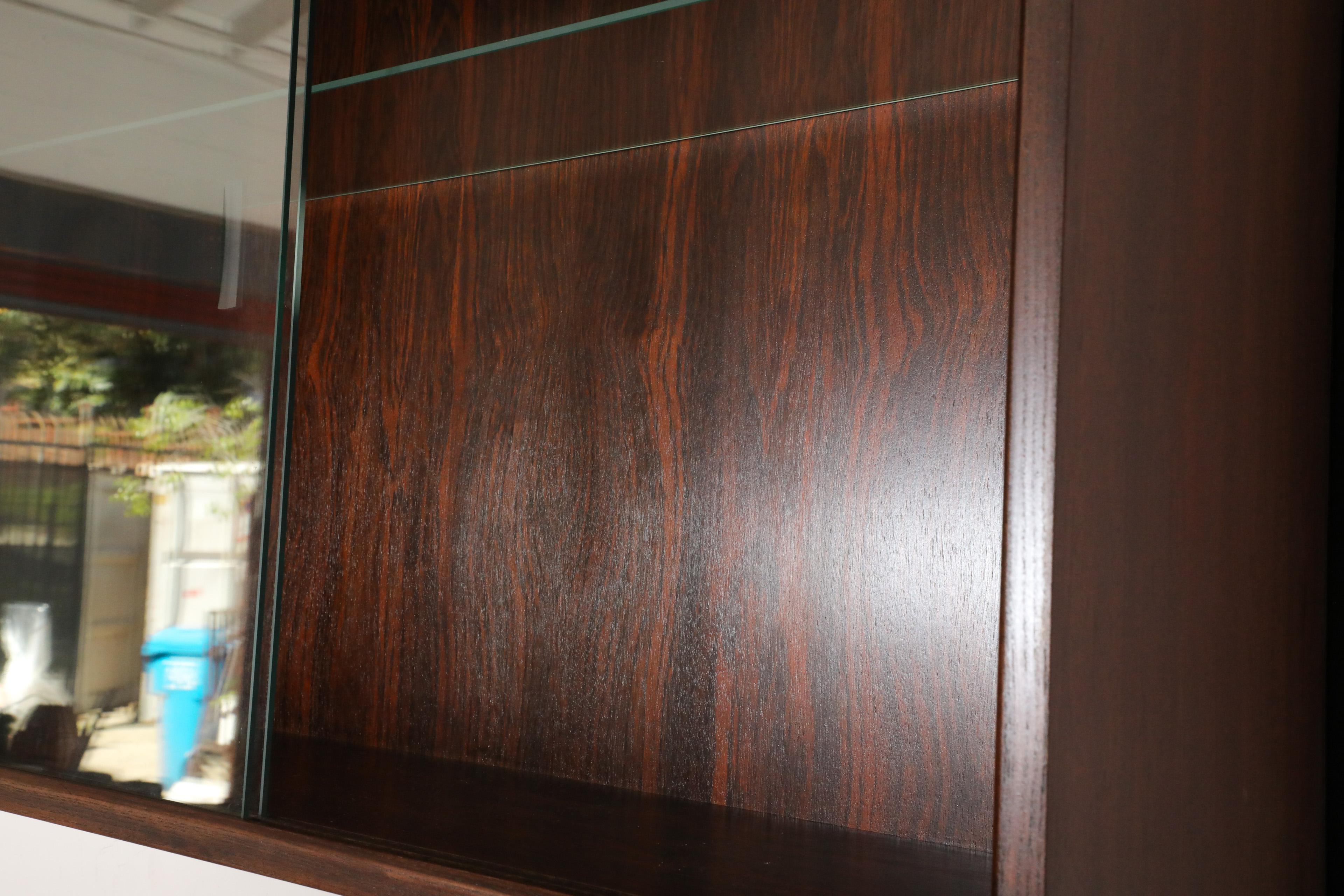 Poul Cadovius Royal Rosewood Wall Mount Sliding Glass Front Cabinet and Shelving For Sale 13