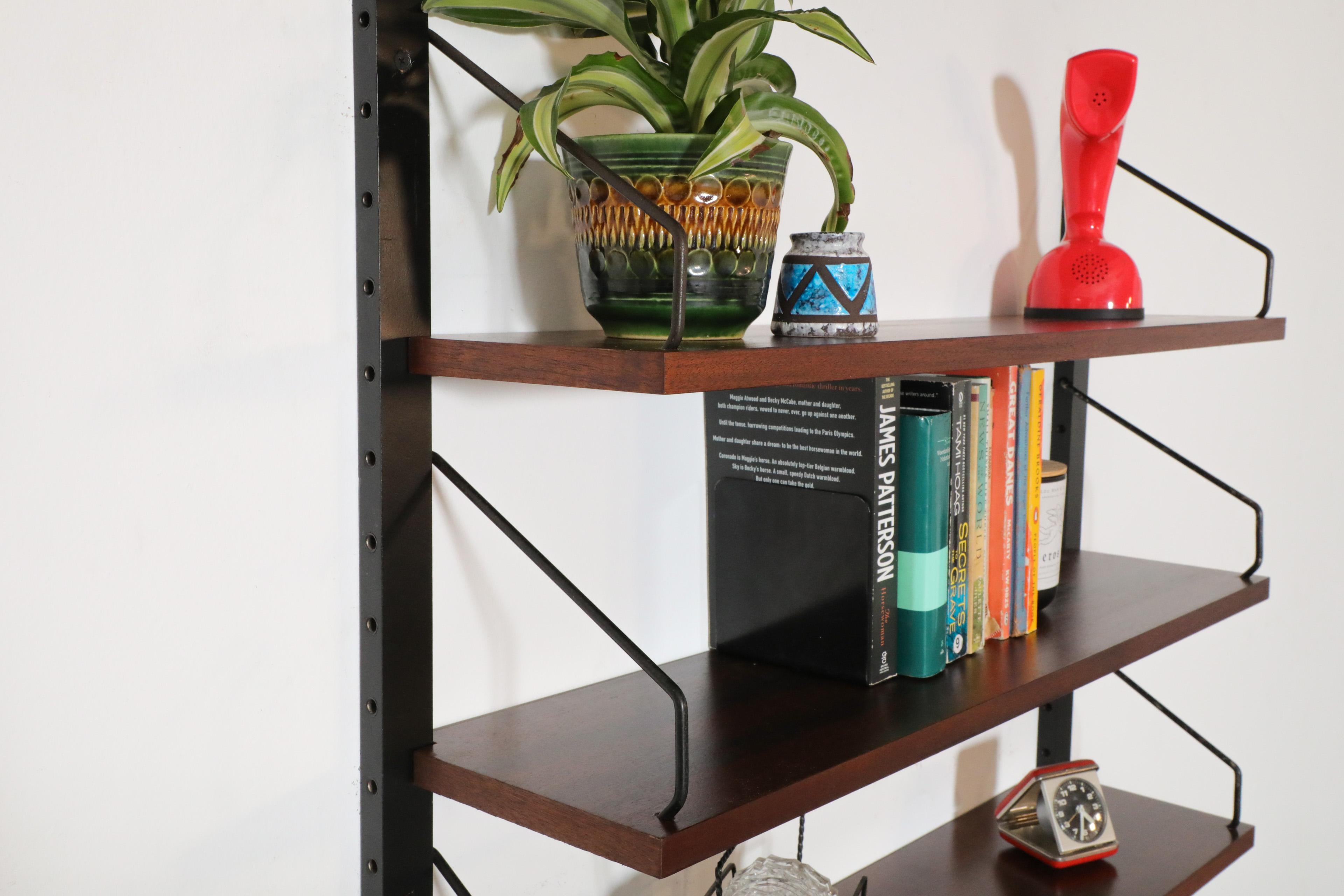 Painted Poul Cadovius Royal Rosewood Wall Mount Sliding Glass Front Cabinet and Shelving