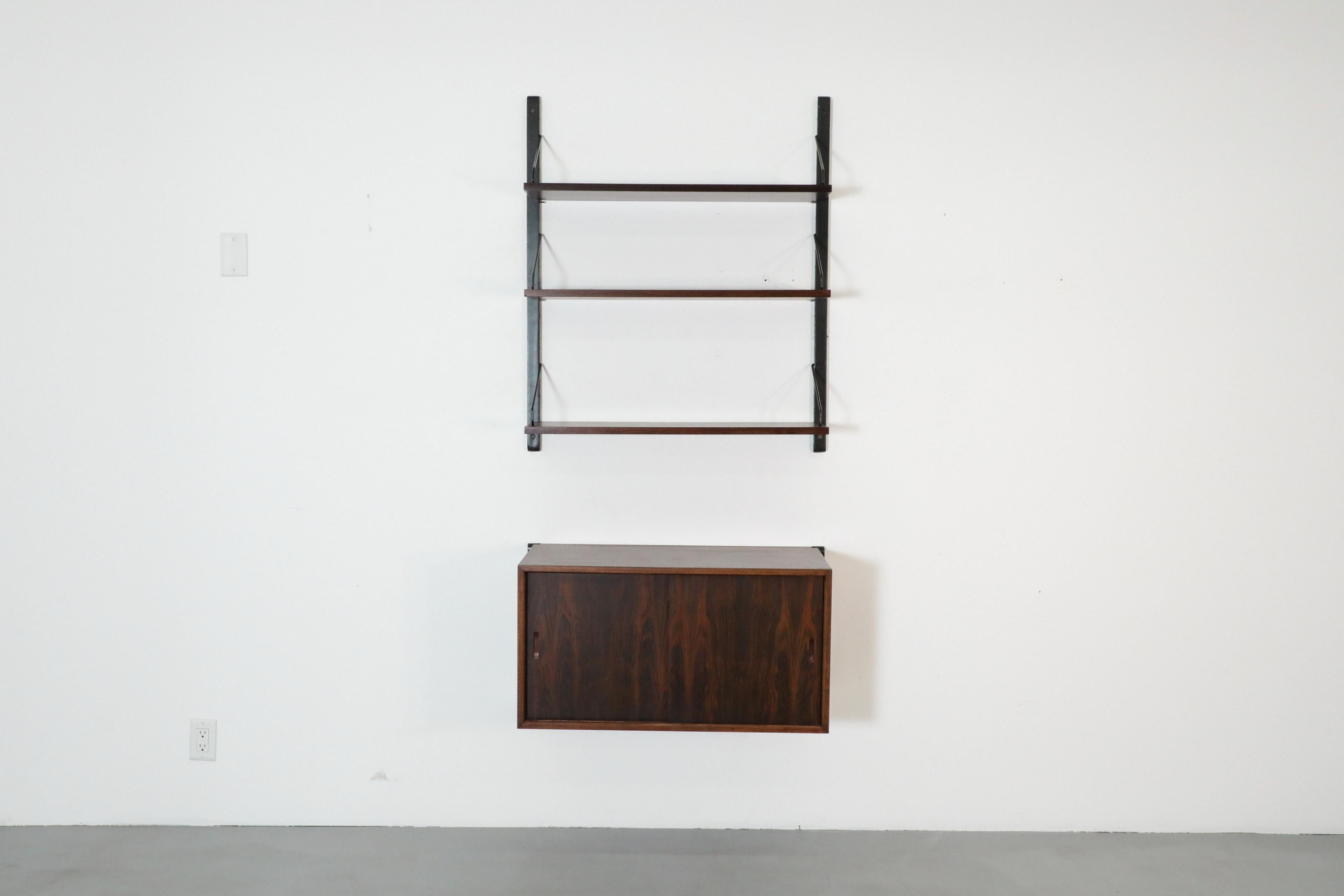 Danish Poul Cadovius Royal Shelving Rosewood Wall Mount Shelving Unit and Cabinet For Sale