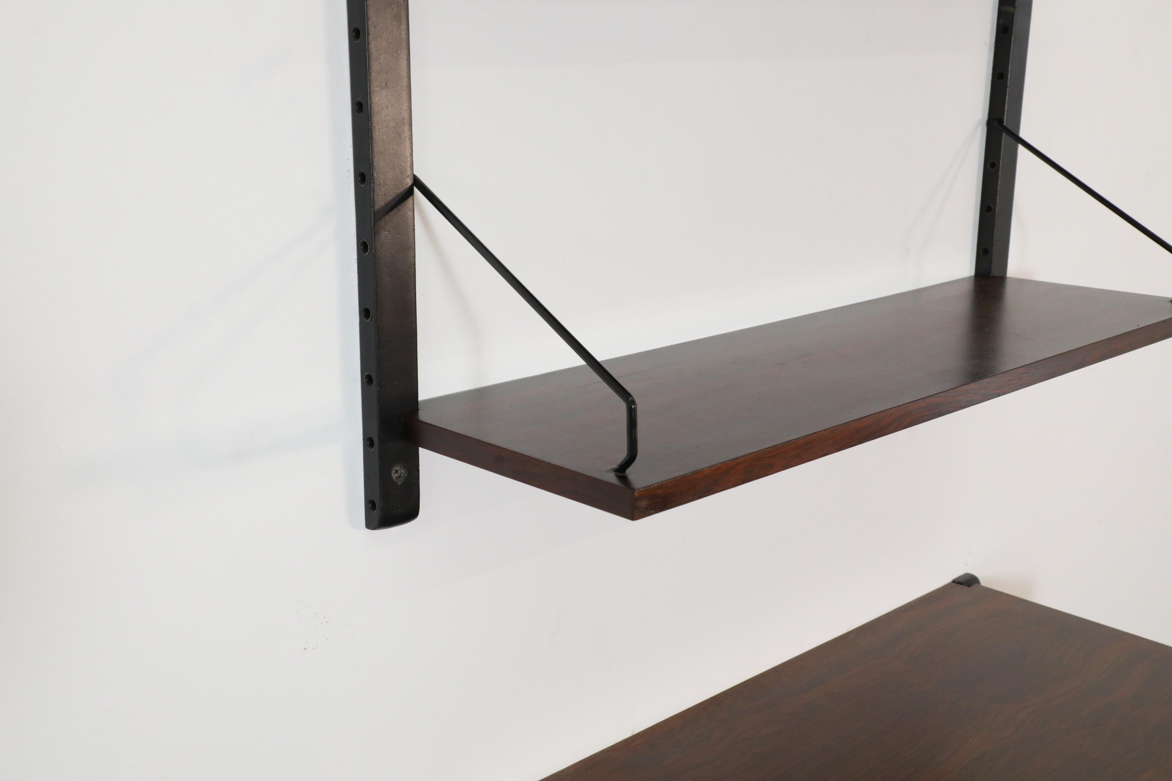 Metal Poul Cadovius Royal Shelving Rosewood Wall Mount Shelving Unit and Cabinet