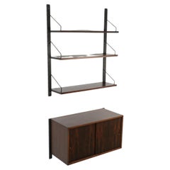 Used Poul Cadovius Royal Shelving Rosewood Wall Mount Shelving Unit and Cabinet