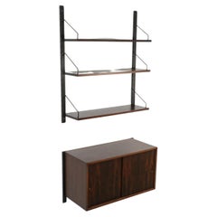 Poul Cadovius Royal Shelving Rosewood Wall Mount Shelving Unit and Cabinet