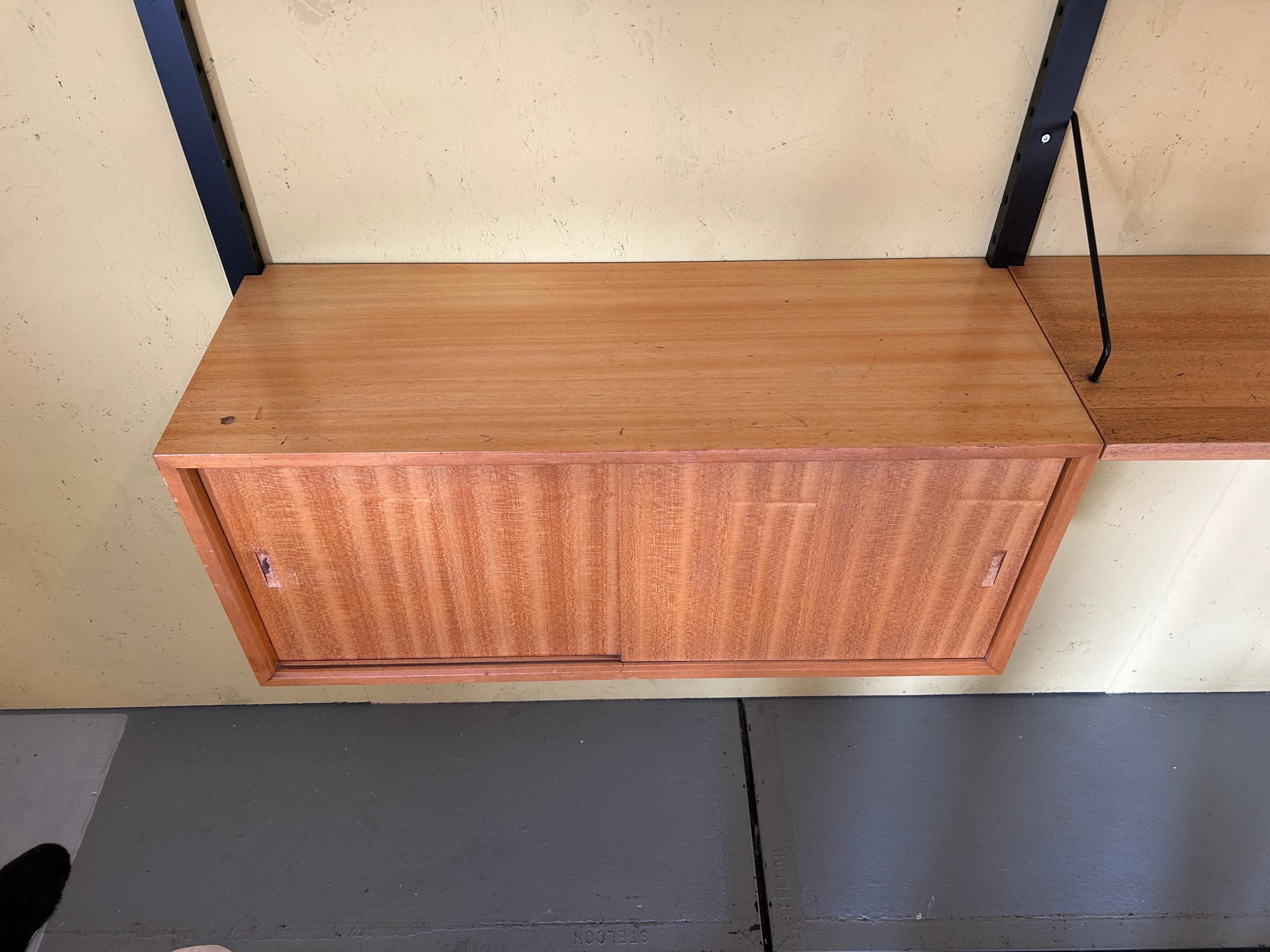 Brass Poul Cadovius Royal System Danish Modern Birch wood Wall Unit Shelving, 1960 For Sale