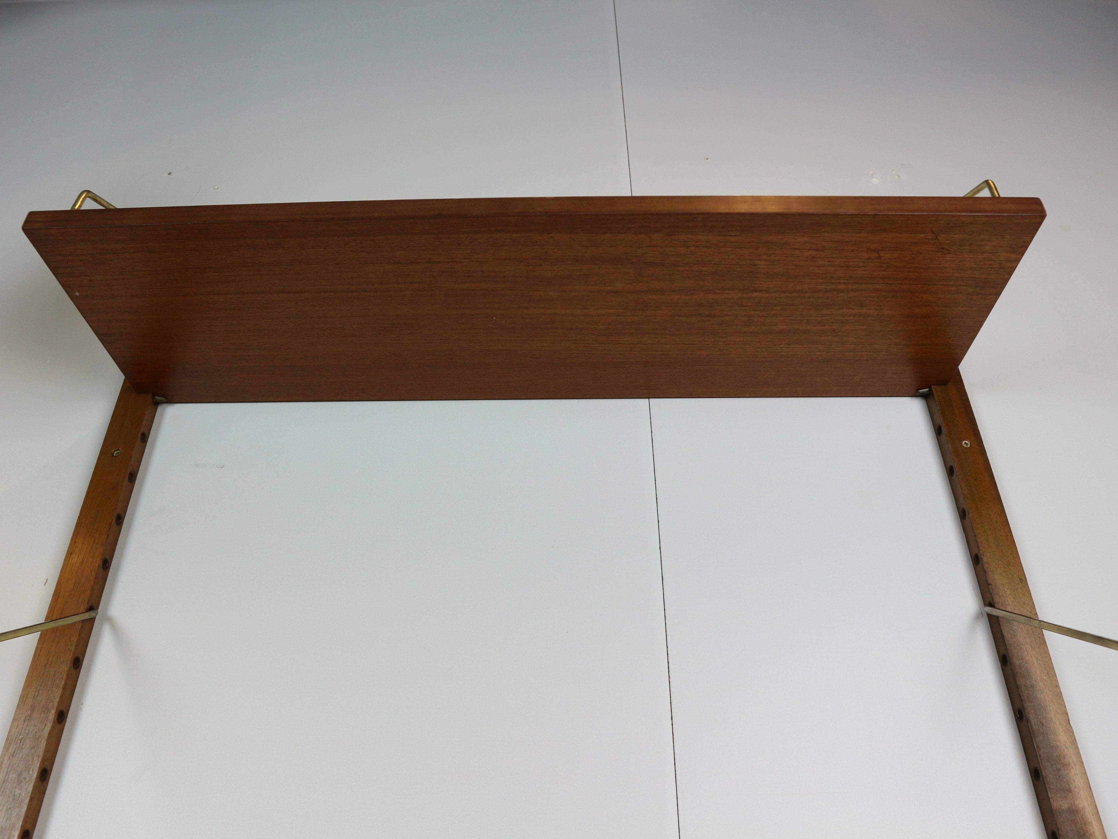 Poul Cadovius 'Royal System' teak desk shelf and brass brackets, 1960s Denmark 4