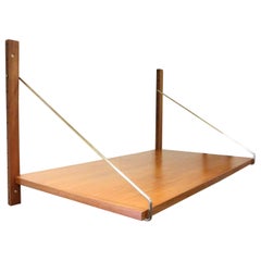 Étagère de bureau en teck "Royal System" de Poul Cadovius et supports en laiton, années 1960 Danemark