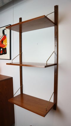 Poul Cadovius 'Royal System' teak shelfs and brass brackets, 1960s Denmark