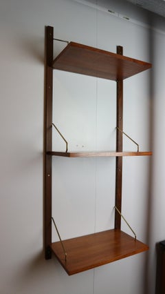 Poul Cadovius 'Royal System' teak shelfs and brass brackets, 1960s Denmark