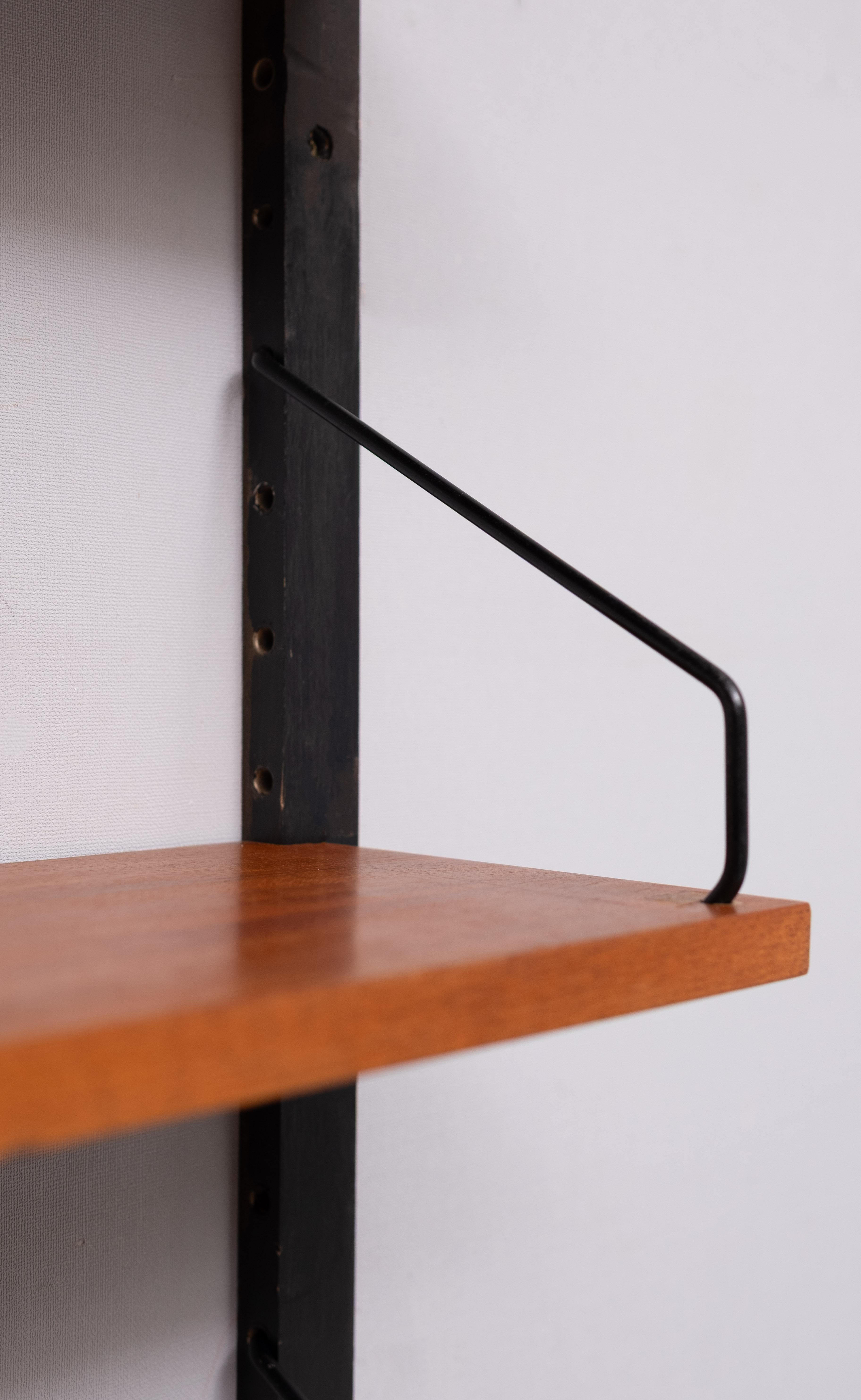 Mid-20th Century Poul Cadovius Royal wall system 2 Cabinets 6 shelves 1960s For Sale