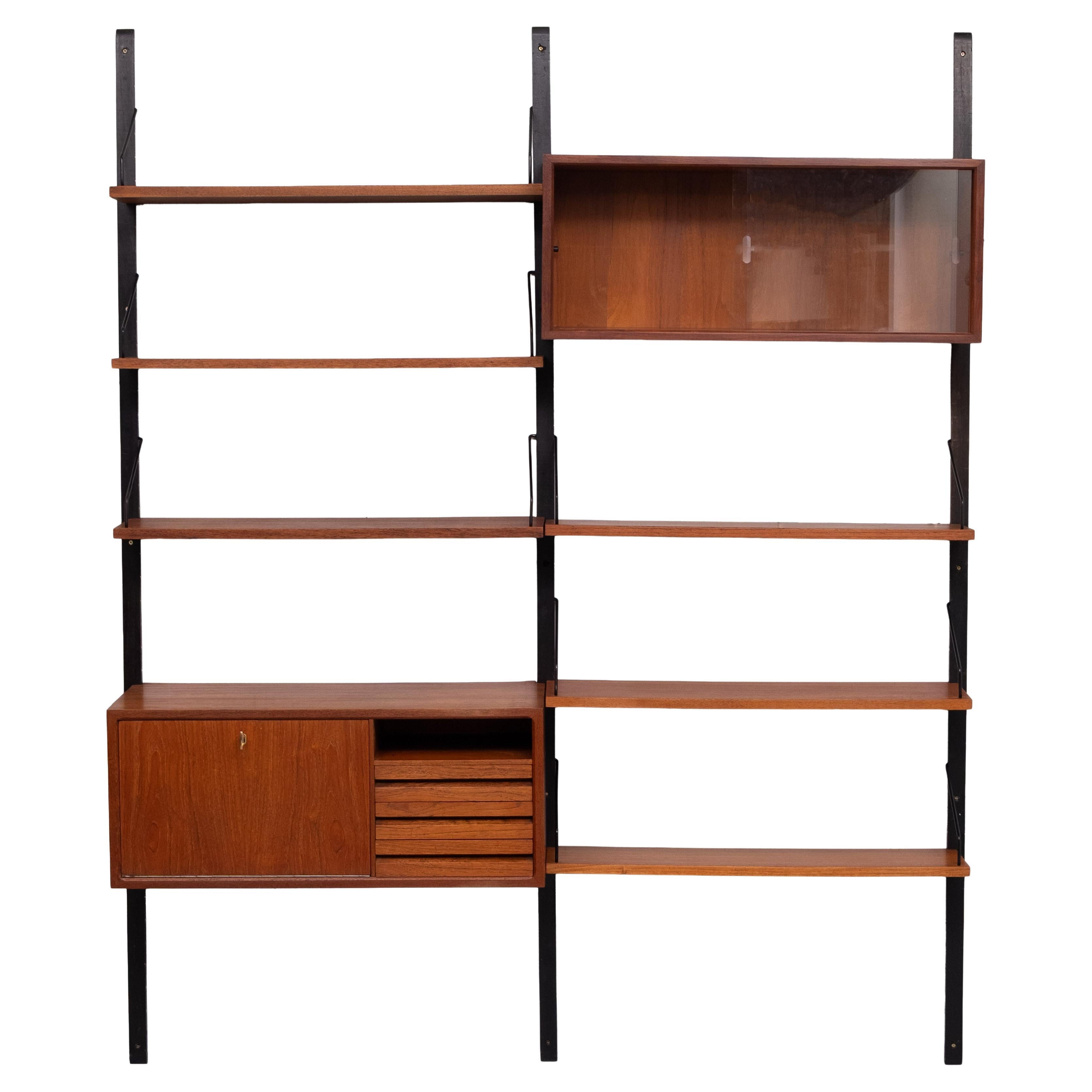 Poul Cadovius Royal parete attrezzata 2 armadi 6 ripiani 1960s