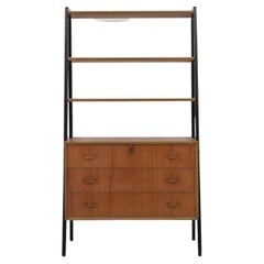 Poul Cadovius Style Standing Bookshelf with Hidden Desk Top