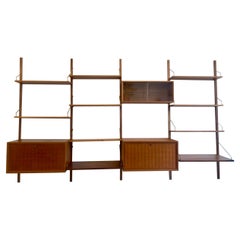 Poul Cadovius Teak & Brass Wall Mounted Modular Shelf, Denmark, ca. 1960s