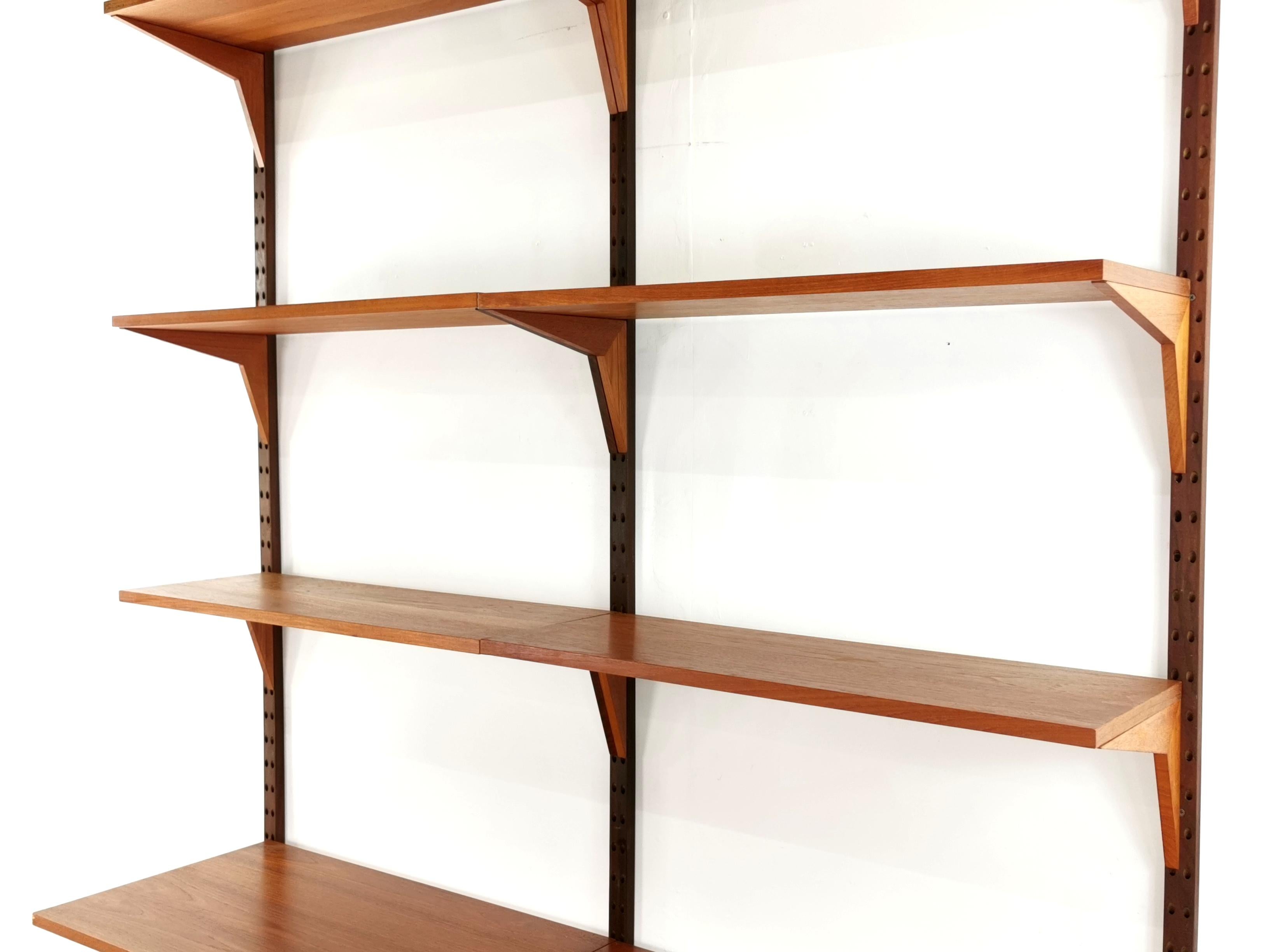 Poul Cadovius Teak Midcentury Wall Unit Shelving Bookcase Danish, 1960s 1
