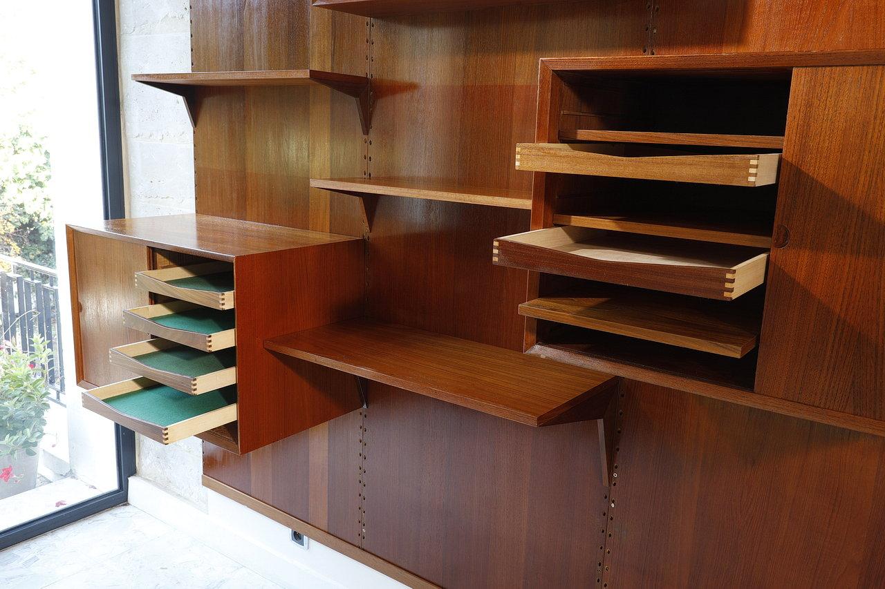 Poul Cadovius, Teak Modular Bookcase Wall Unit at 1stDibs