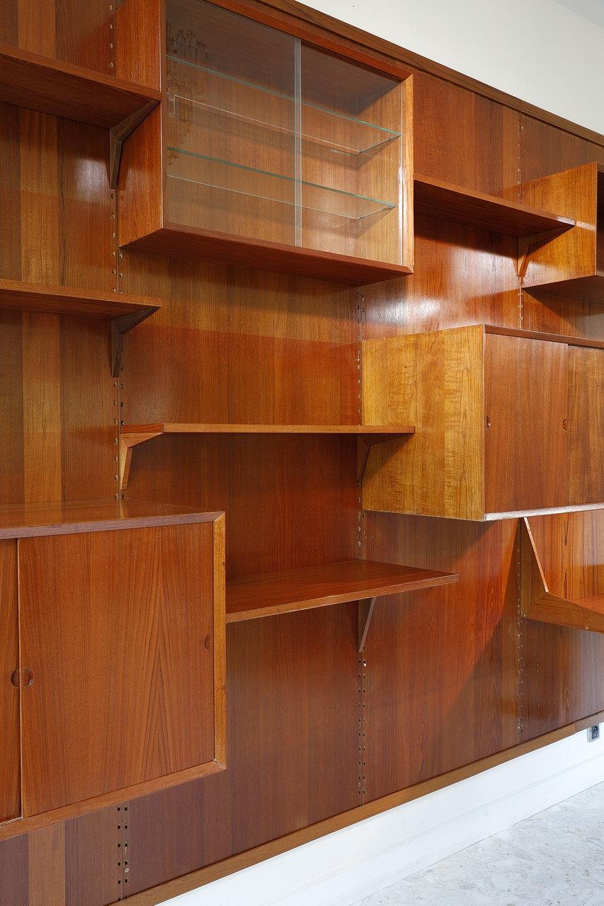 Scandinavian Modern Poul Cadovius, Teak Modular Bookcase Wall Unit