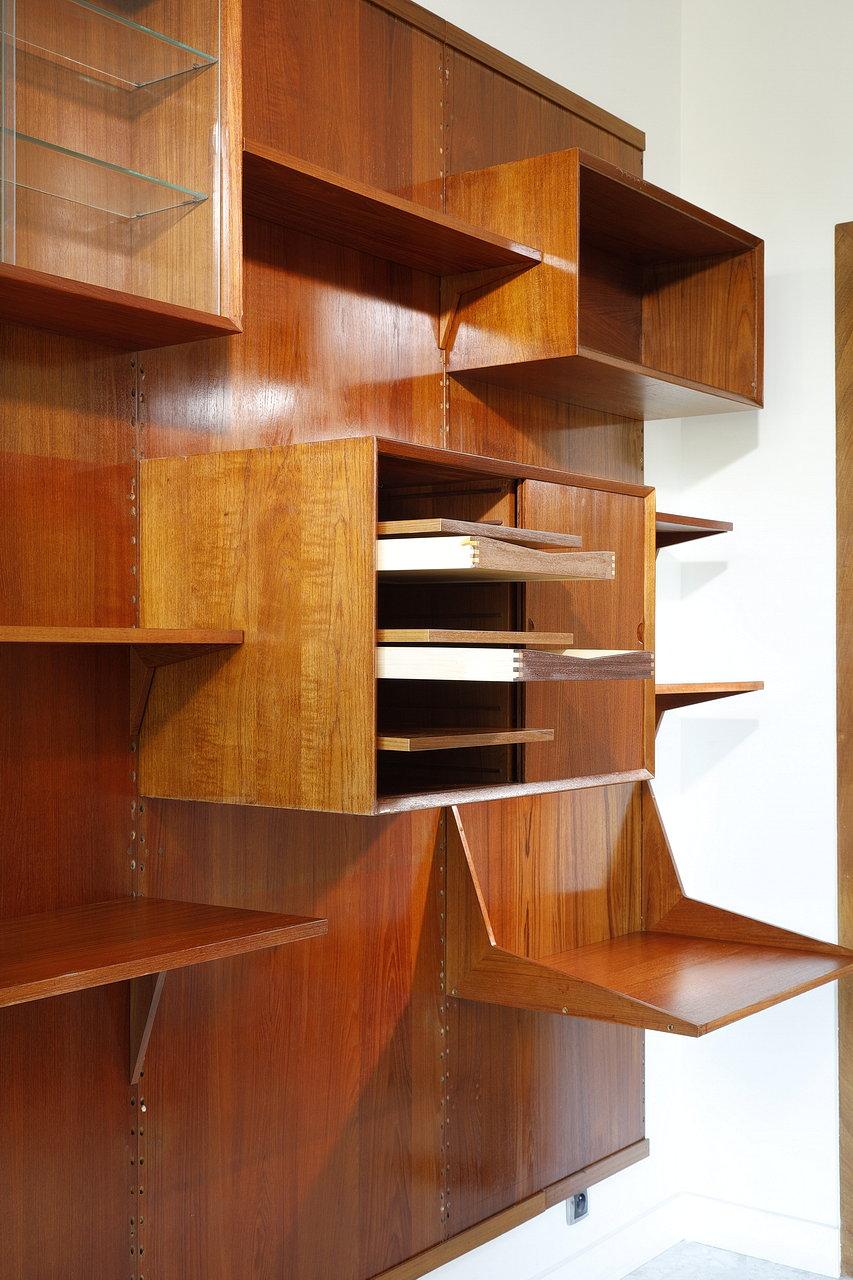 20th Century Poul Cadovius, Teak Modular Bookcase Wall Unit