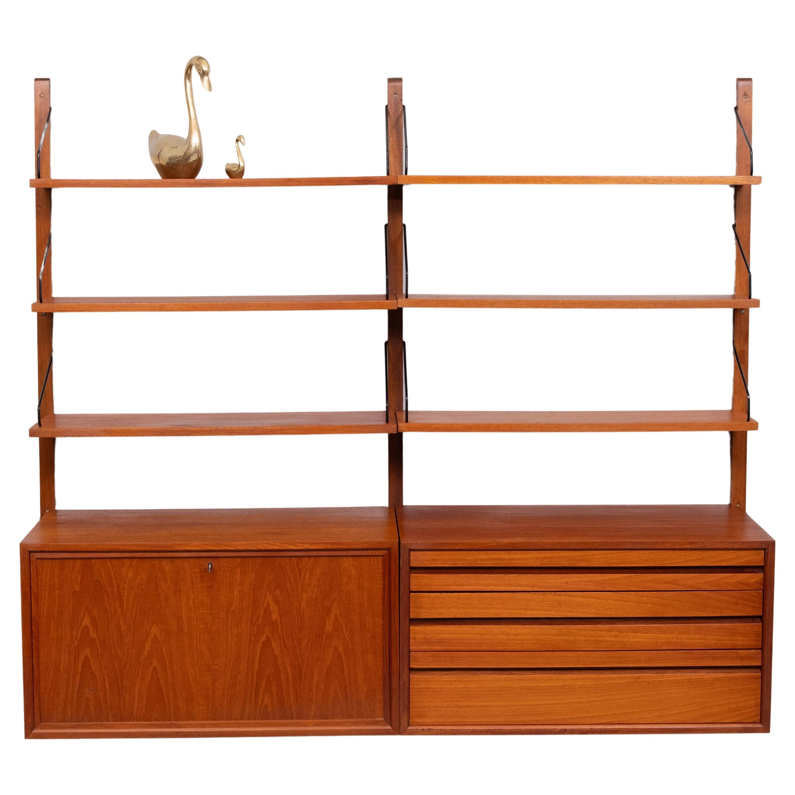 Poul Cadovius Teak Royal Wall System Denmark  For Sale