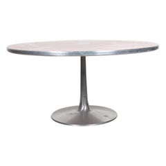 Retro Poul Cadovius spectacular round aluminium & Teak Table for France & Son, 1960´s