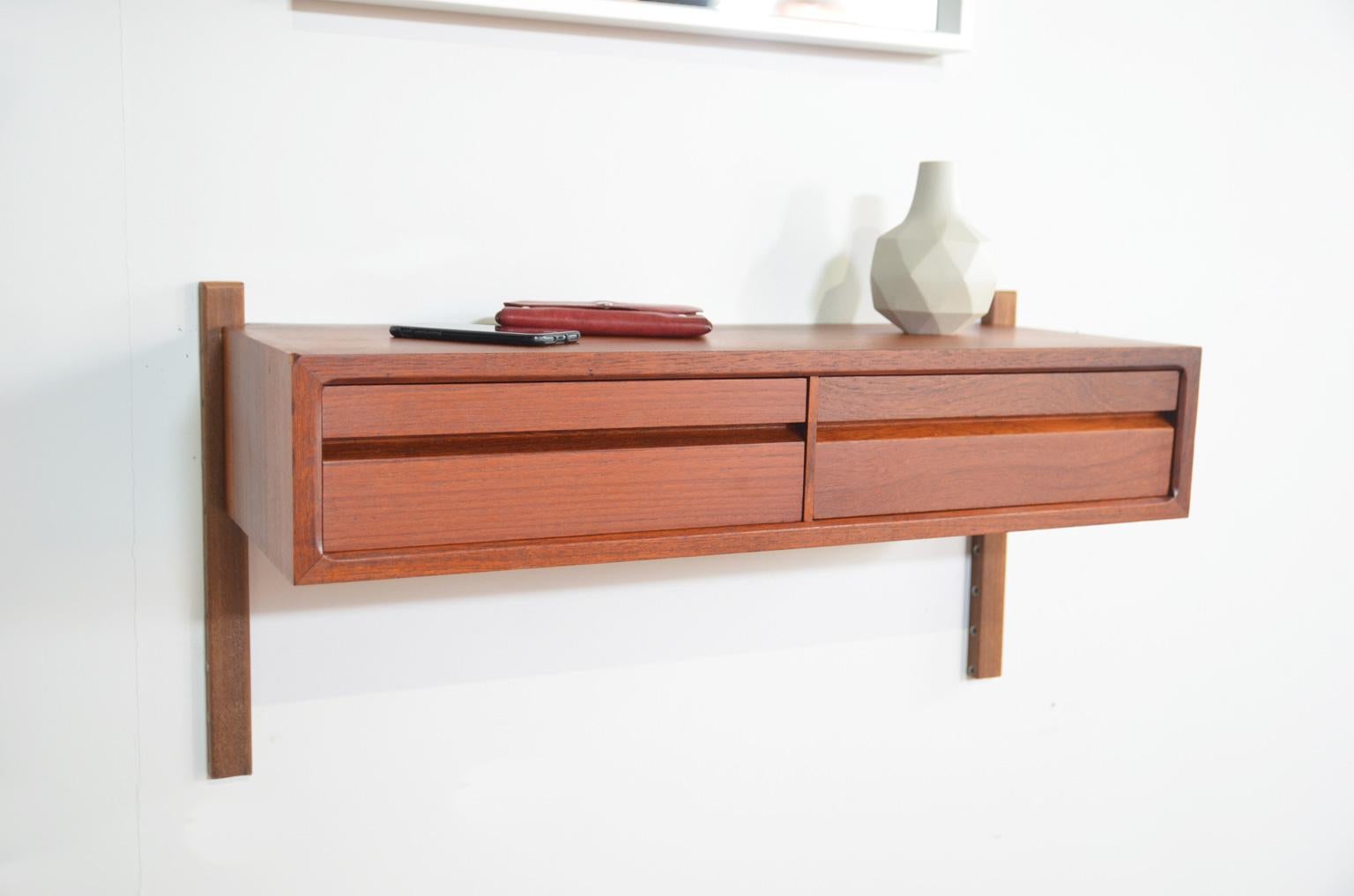 Mid-Century Modern Poul Cadovius Wall Console in Teak for Royal System, Denmark