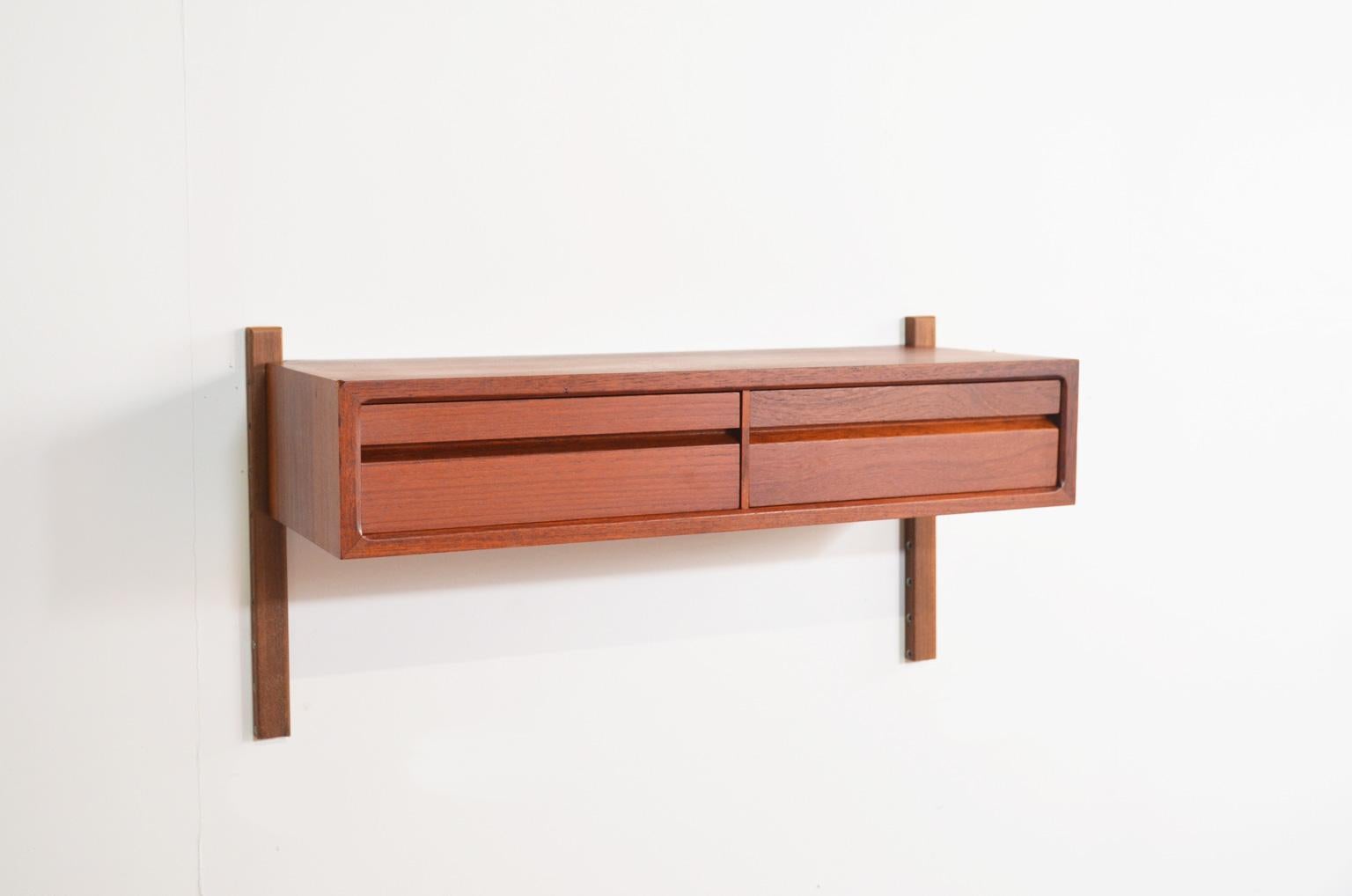 Poul Cadovius Wall Console in Teak for Royal System, Denmark 2