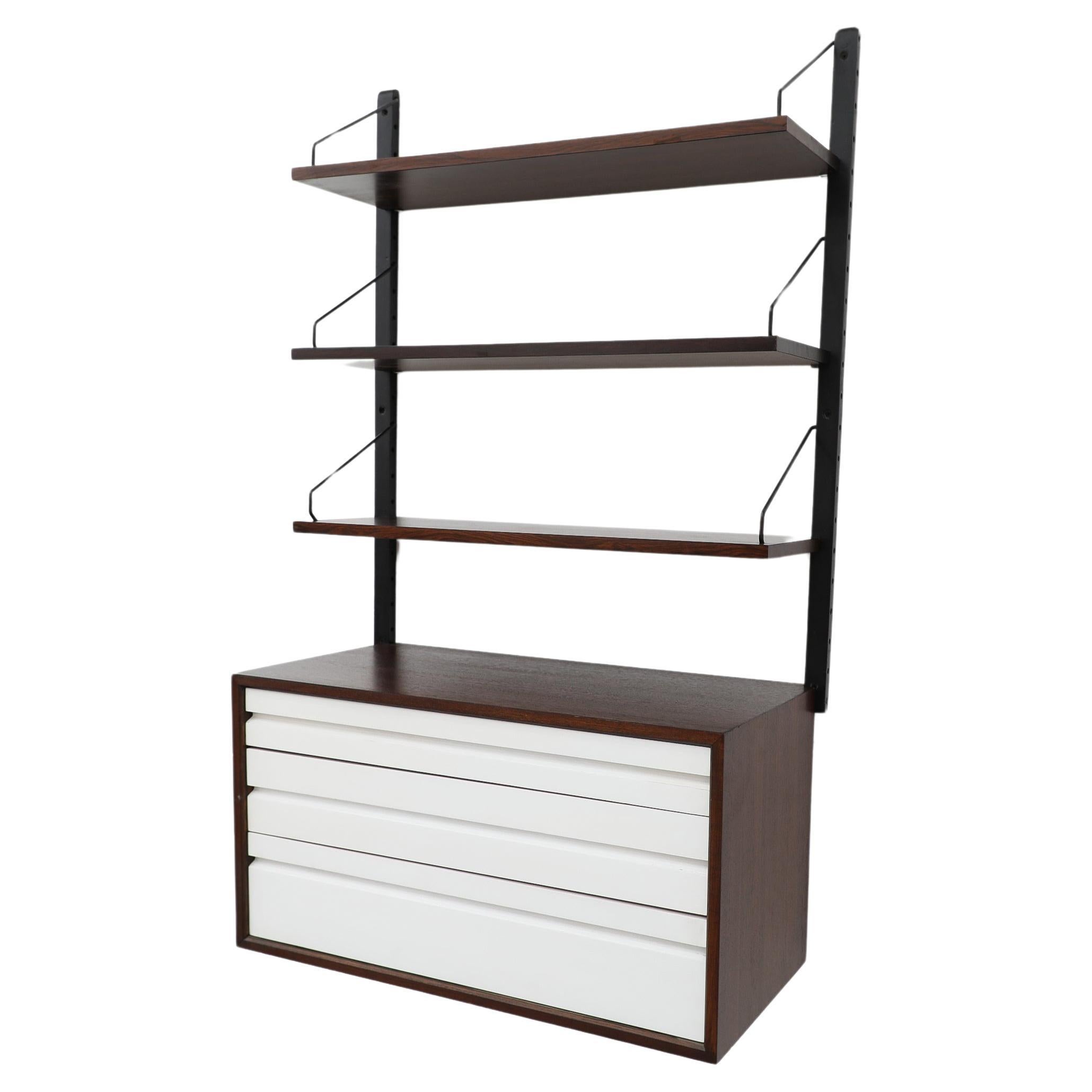 Poul Cadovius Wall Mounted "Royal" Shelving Unit with Cabinet