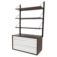 Poul Cadovius Wall Mounted "Royal" Shelving Unit with Cabinet