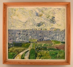Poul Ekelund, Denmark, Oil on Canvas, Modernist Landscape, 1966