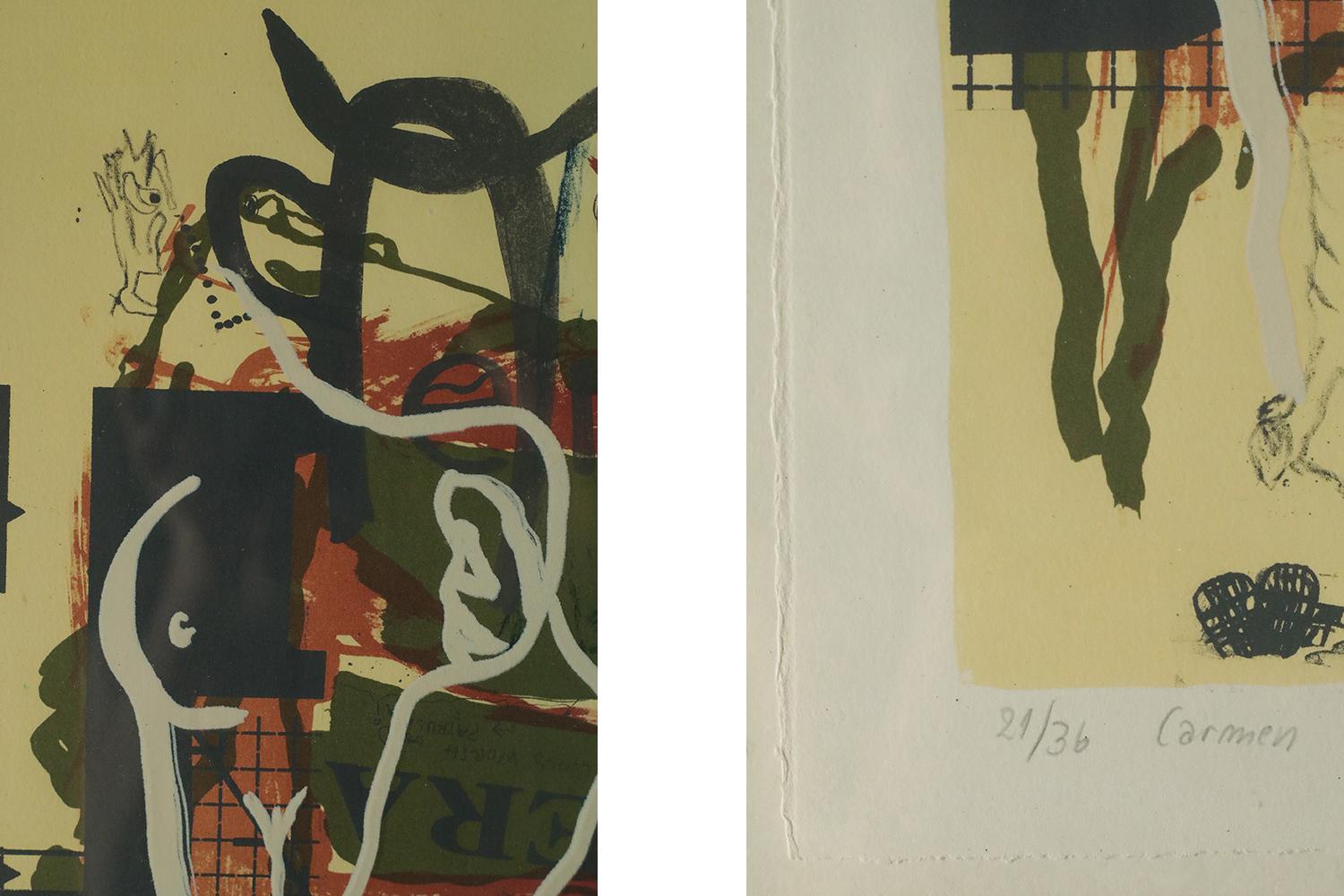 Modern Poul Esting, Carmen, Color Lithograph, Framed For Sale