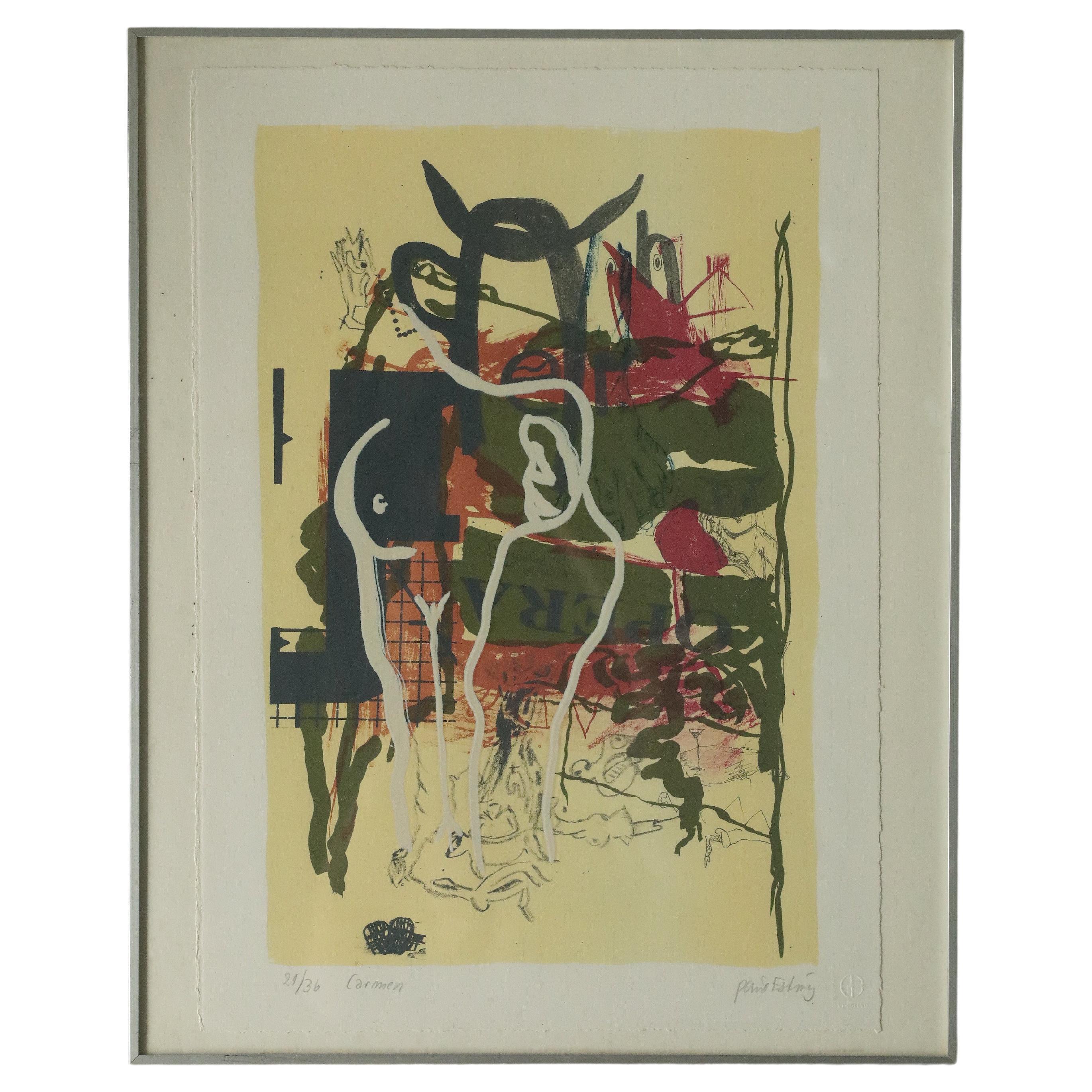 Poul Esting, Carmen, Color Lithograph, Framed