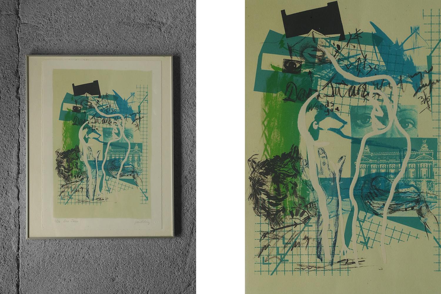 Poul Esting, Don Juan
Color lithography
Number 6/36
Work with signature and individual number and title (pencil)
Work dimensions 50/40
Framed work

Poul Esting is a Danish artist born in 1943. His works are dynamic, often in surprising tones.