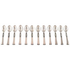 Poul Frigast, Danish silversmith. Set of 12 coffee spoons in silver.