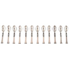 Poul Frigast, Danish silversmith. Set of 12 coffee spoons in silver.